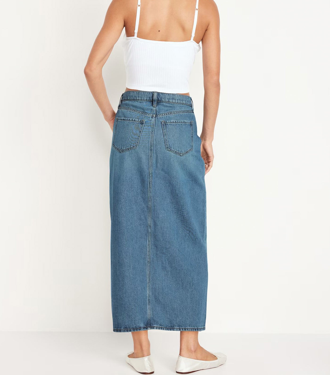 Women's Mid-Rise Jean Maxi Skirt Maca