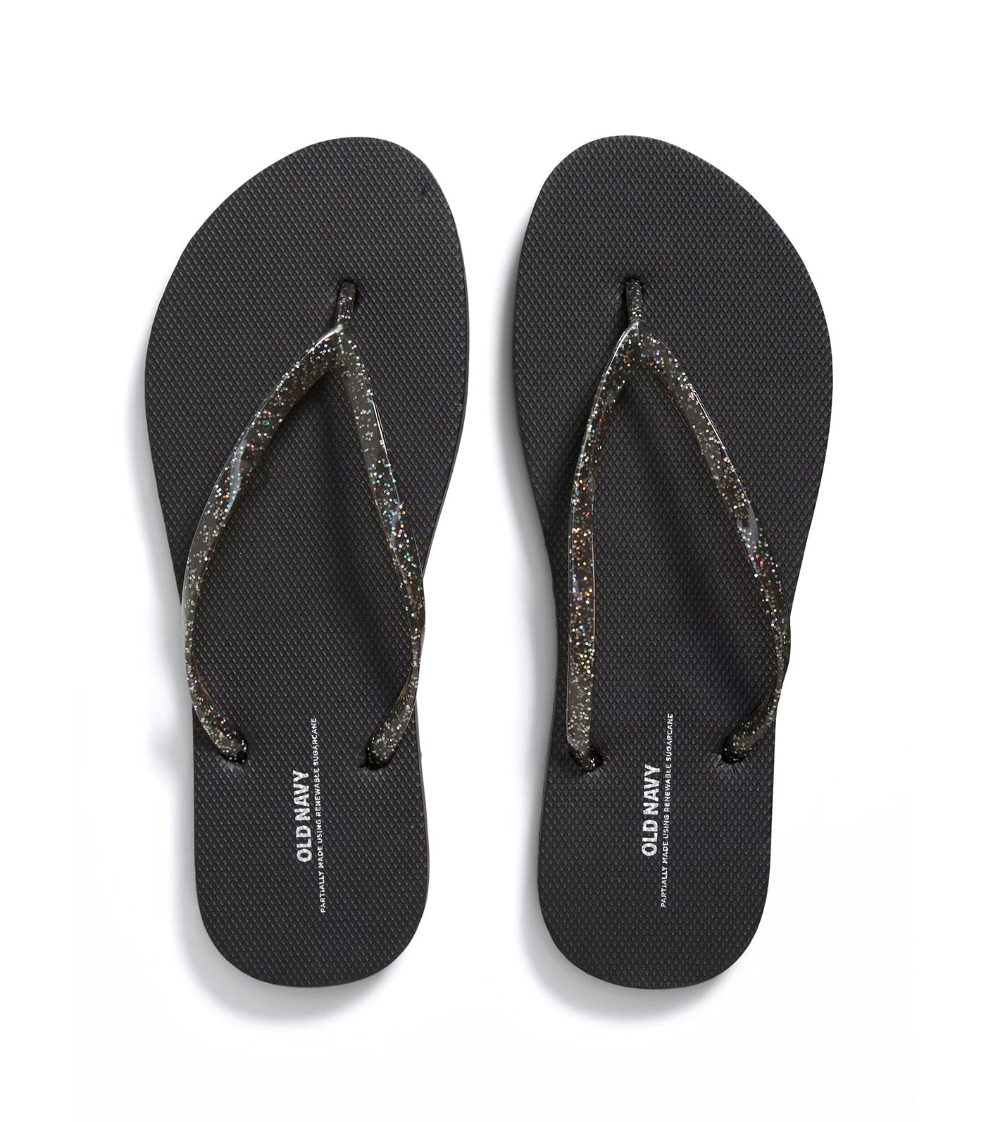 Women's Flip-Flop Sandals (Partially Plant-Based) Black Glitter