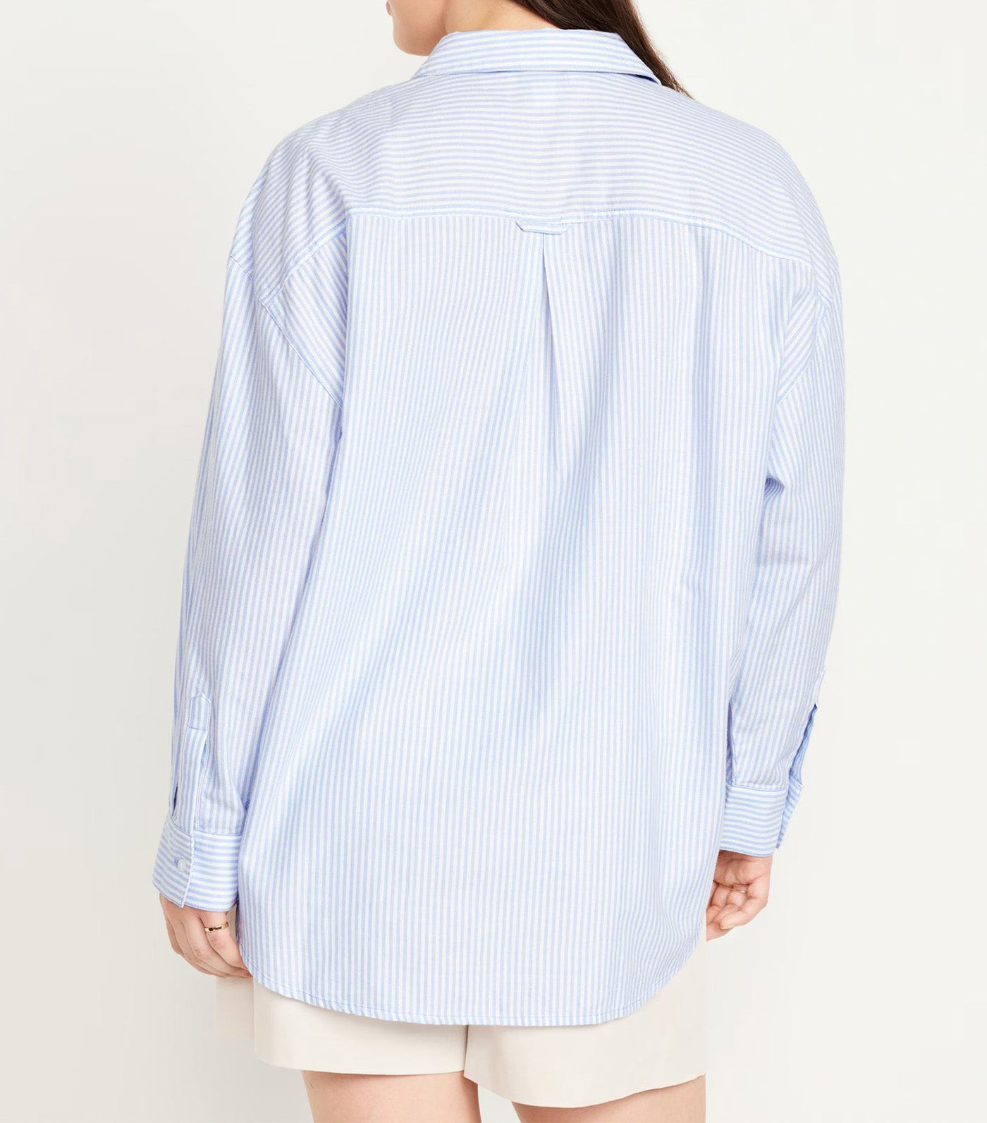 Women's Oversized Button-Down Boyfriend Shirt Light Blue Stripe