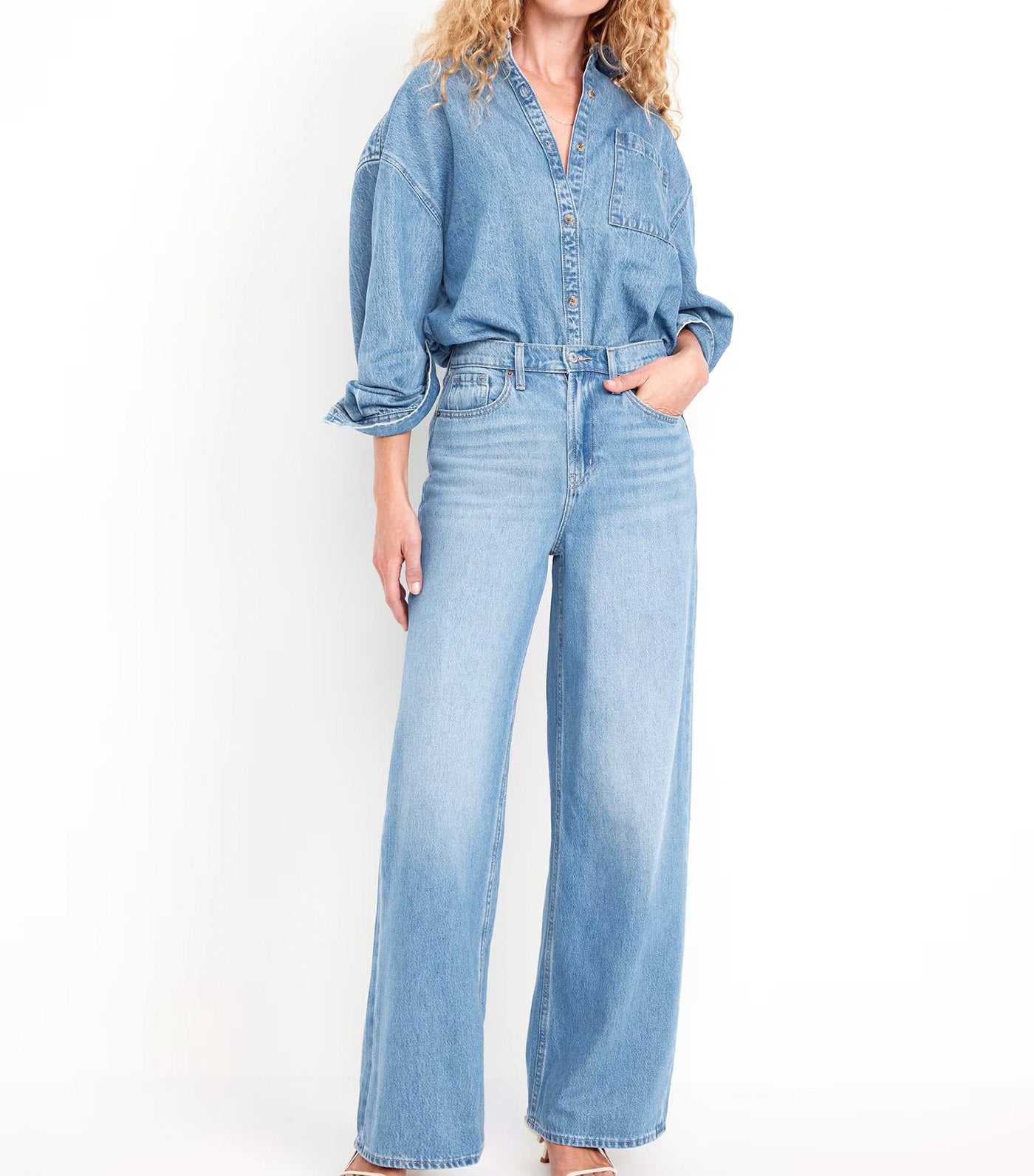 Women's High-Waisted Baggy Wide-Leg Jeans Pia