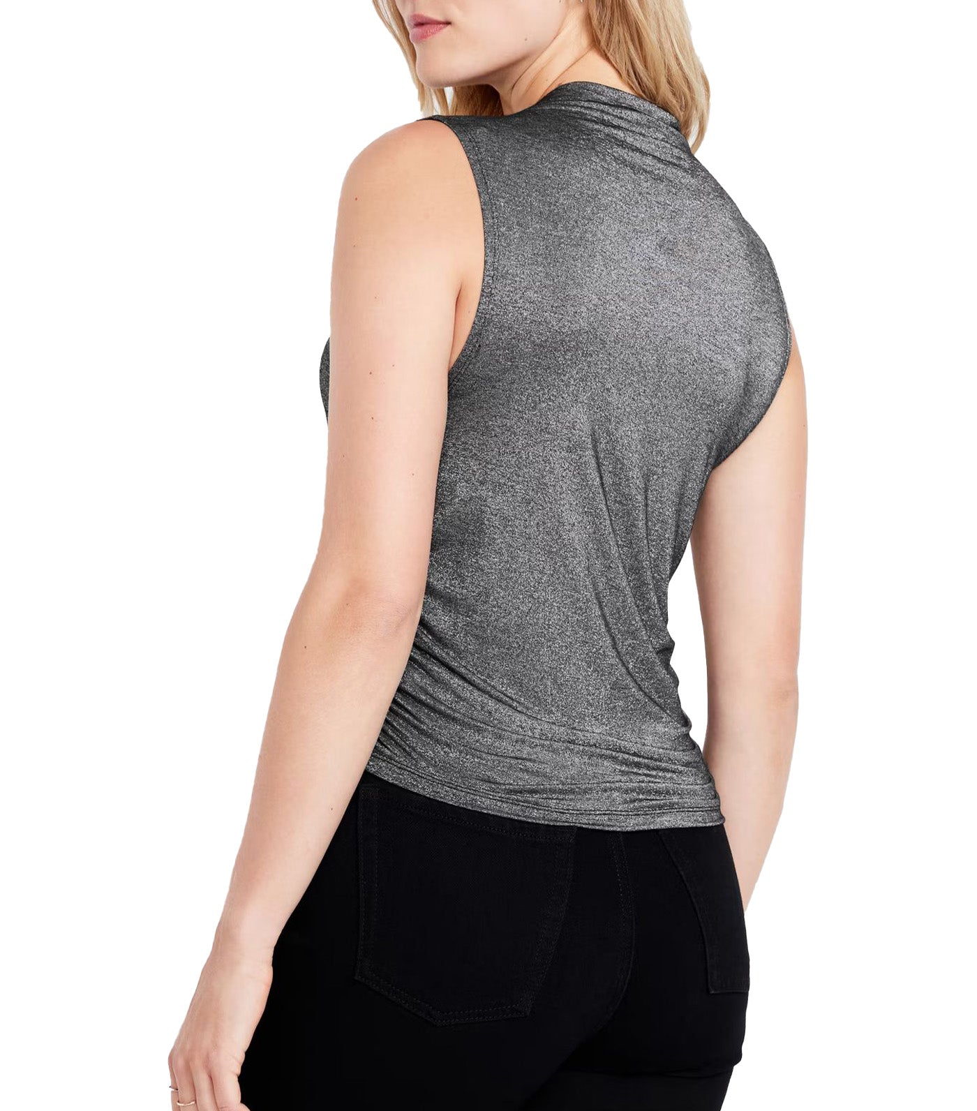 Ruched Shine Top Black Shimmer