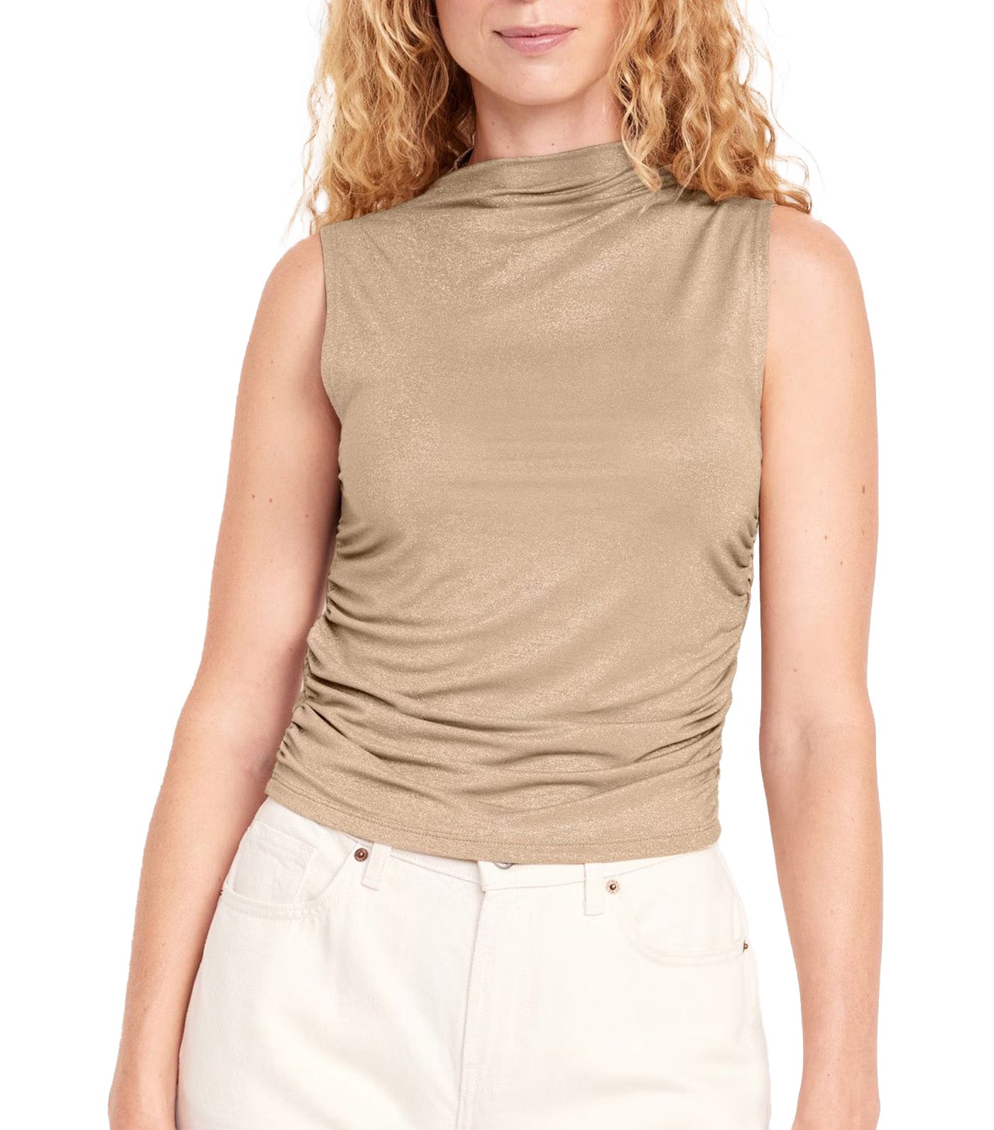 Ruched Shine Top Gold