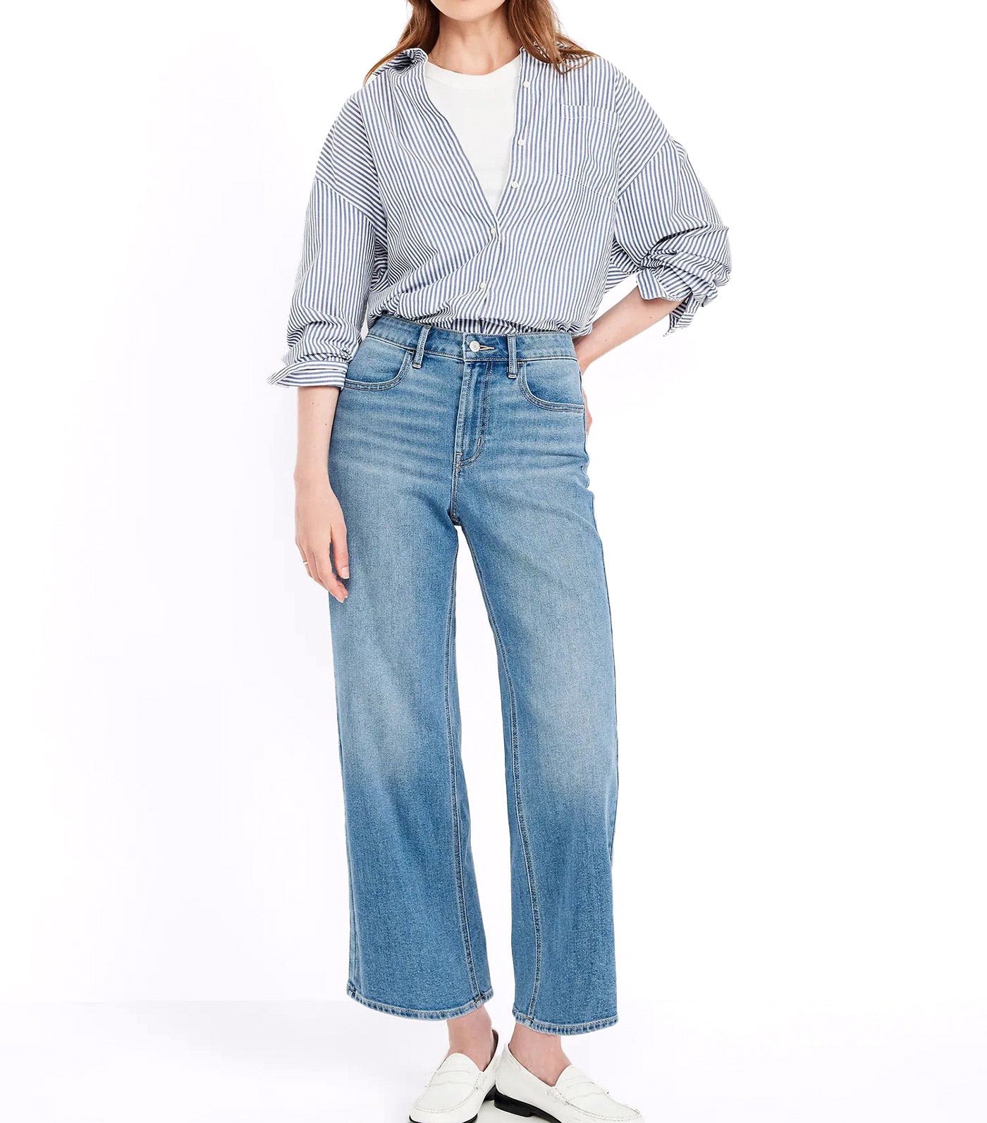 Women's High-Waisted Wow Crop Wide-Leg Jeans Fonda