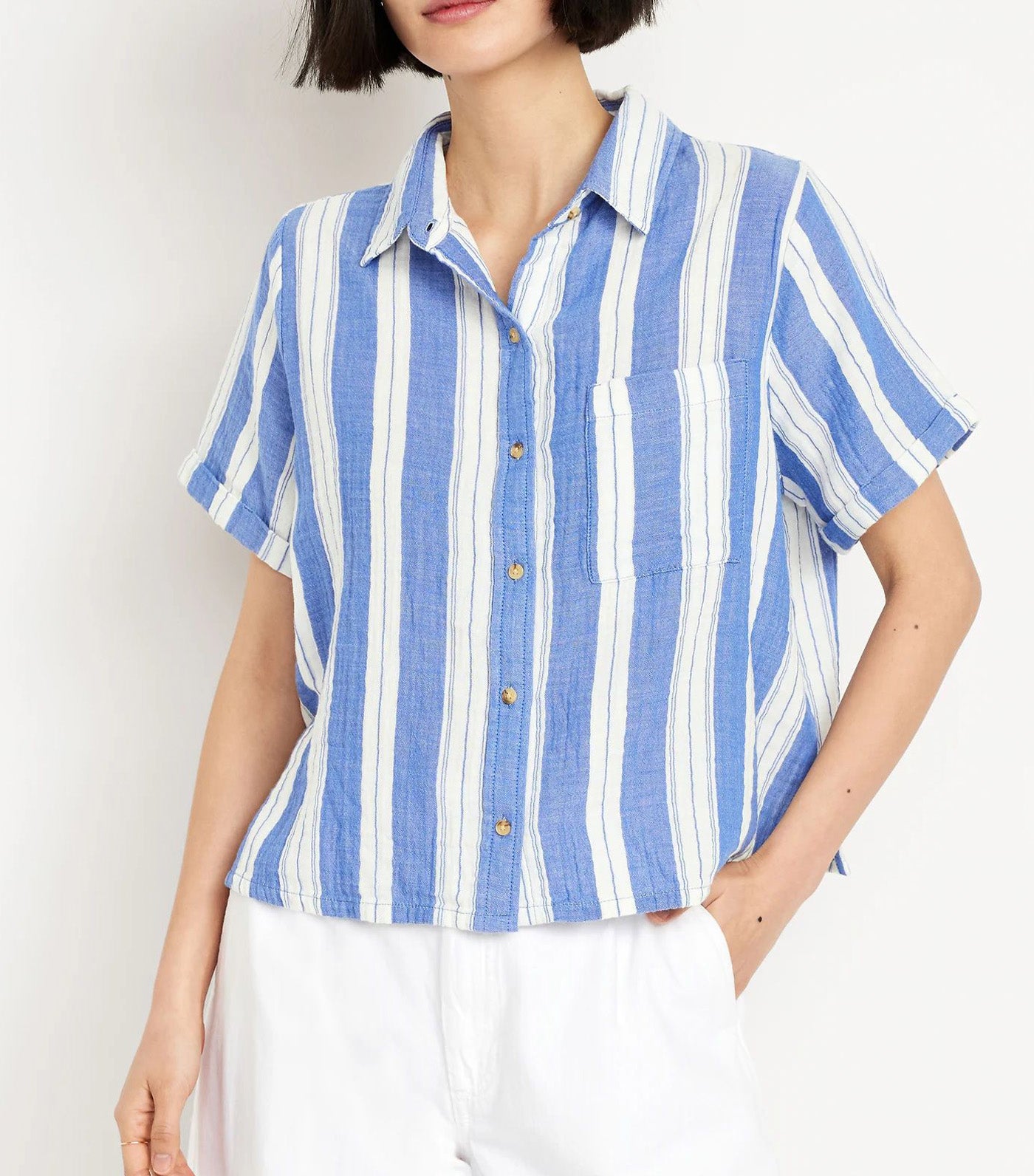 Button-Down Striped Shirt Blue Stripe