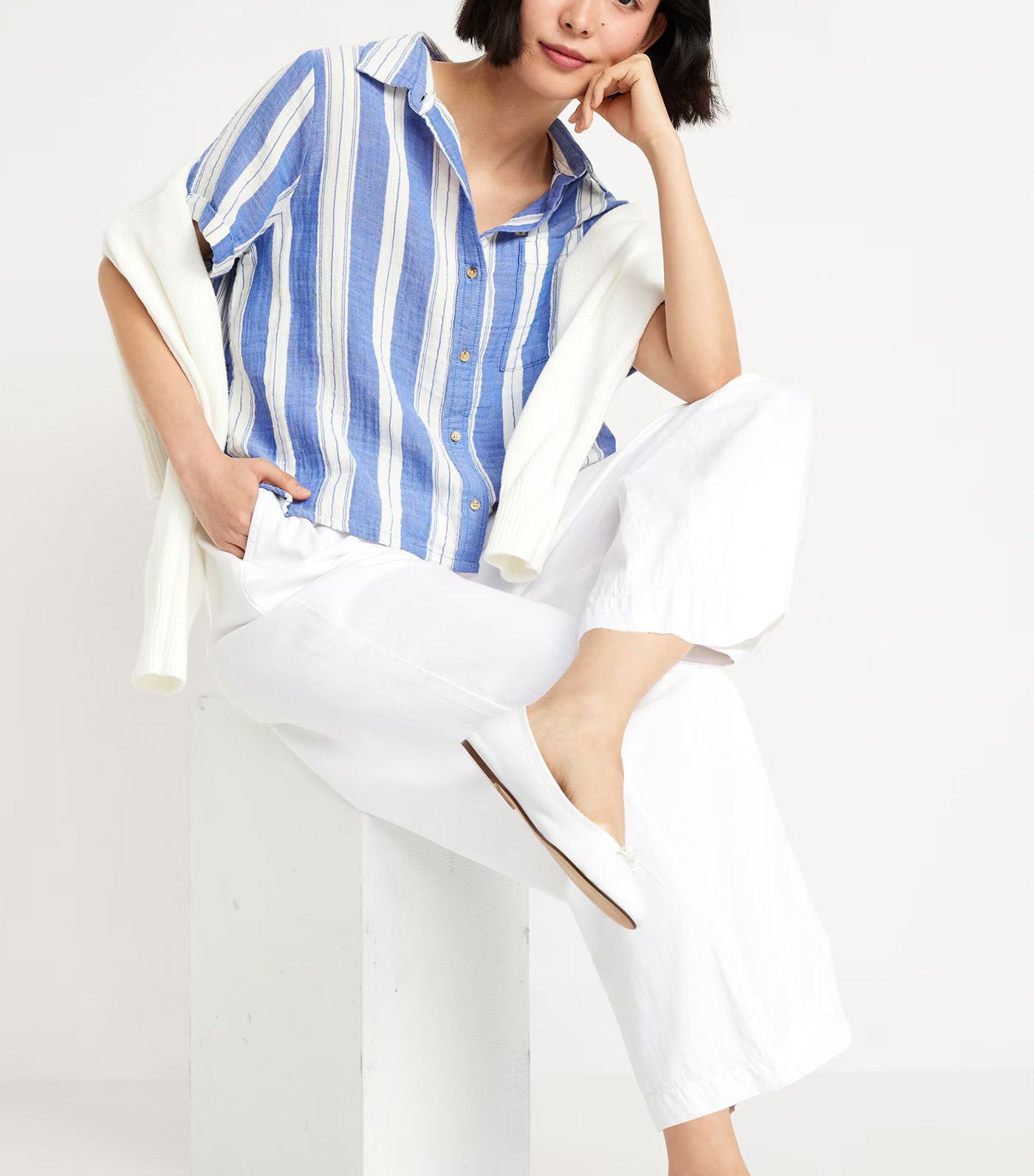 Button-Down Striped Shirt Blue Stripe