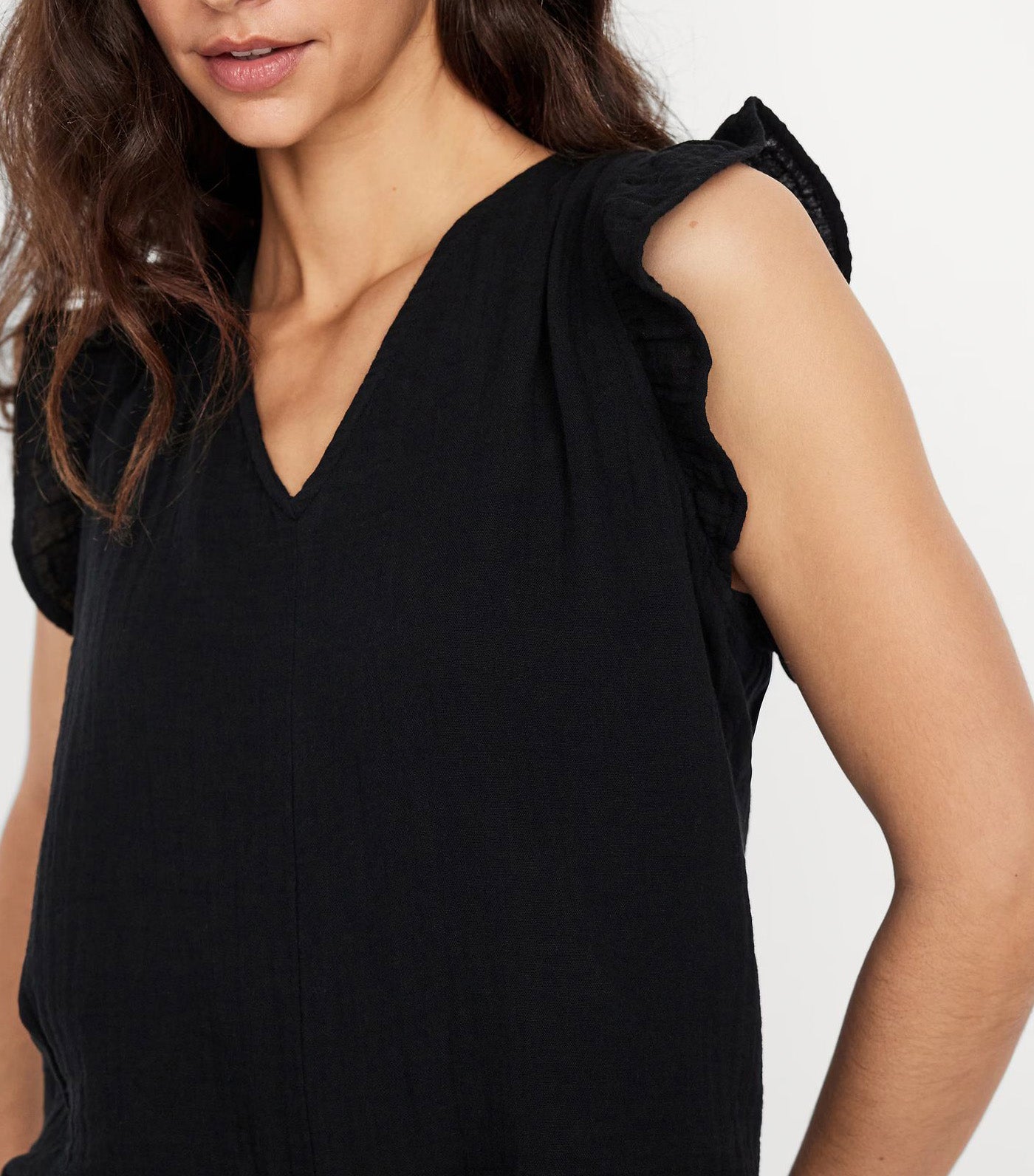 Sleeveless Crinkle Gauze Top Black Jack