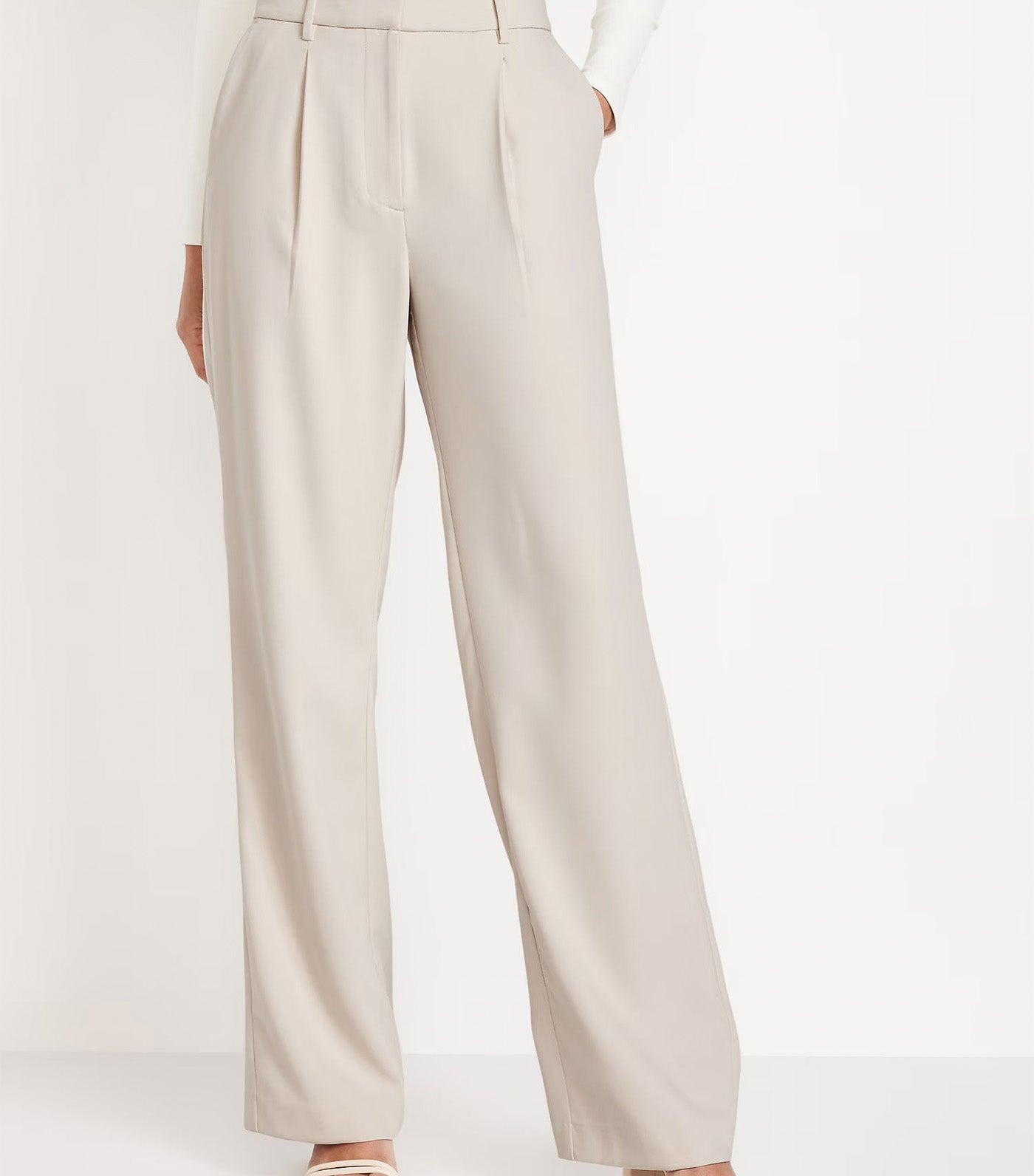 Extra High-Waisted Taylor Wide-Leg Trouser Pants Silver Gray