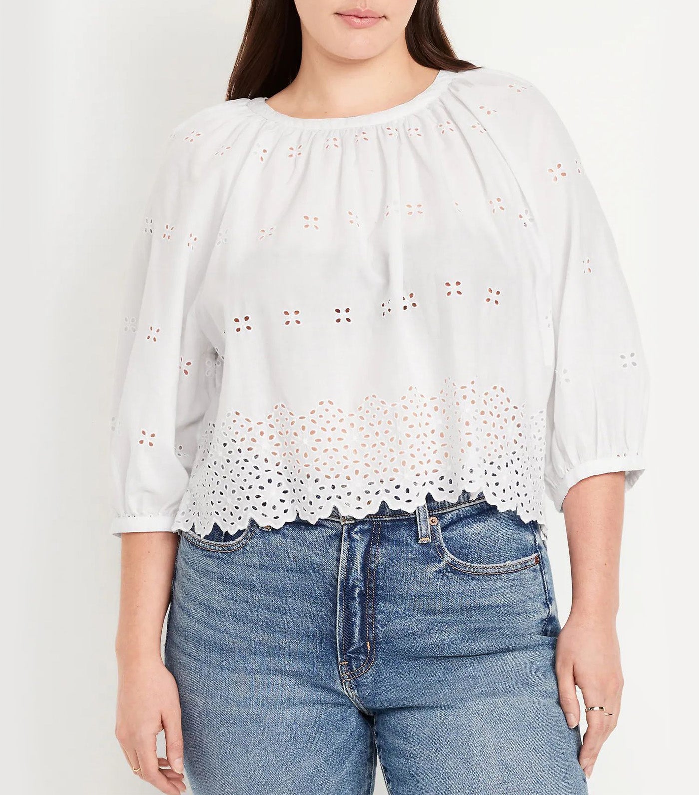 Perforated Cropped Top White Lilies