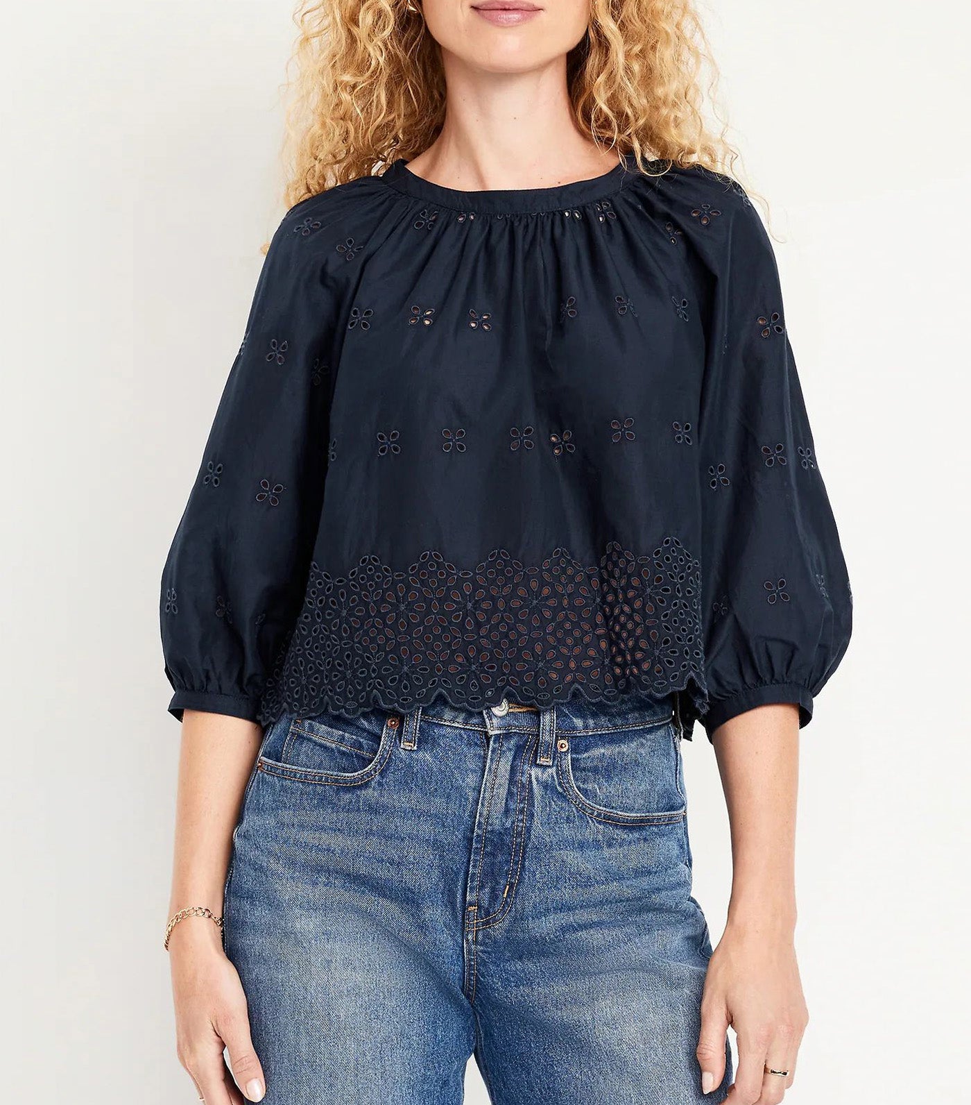 Perforated Cropped Top In The Navy