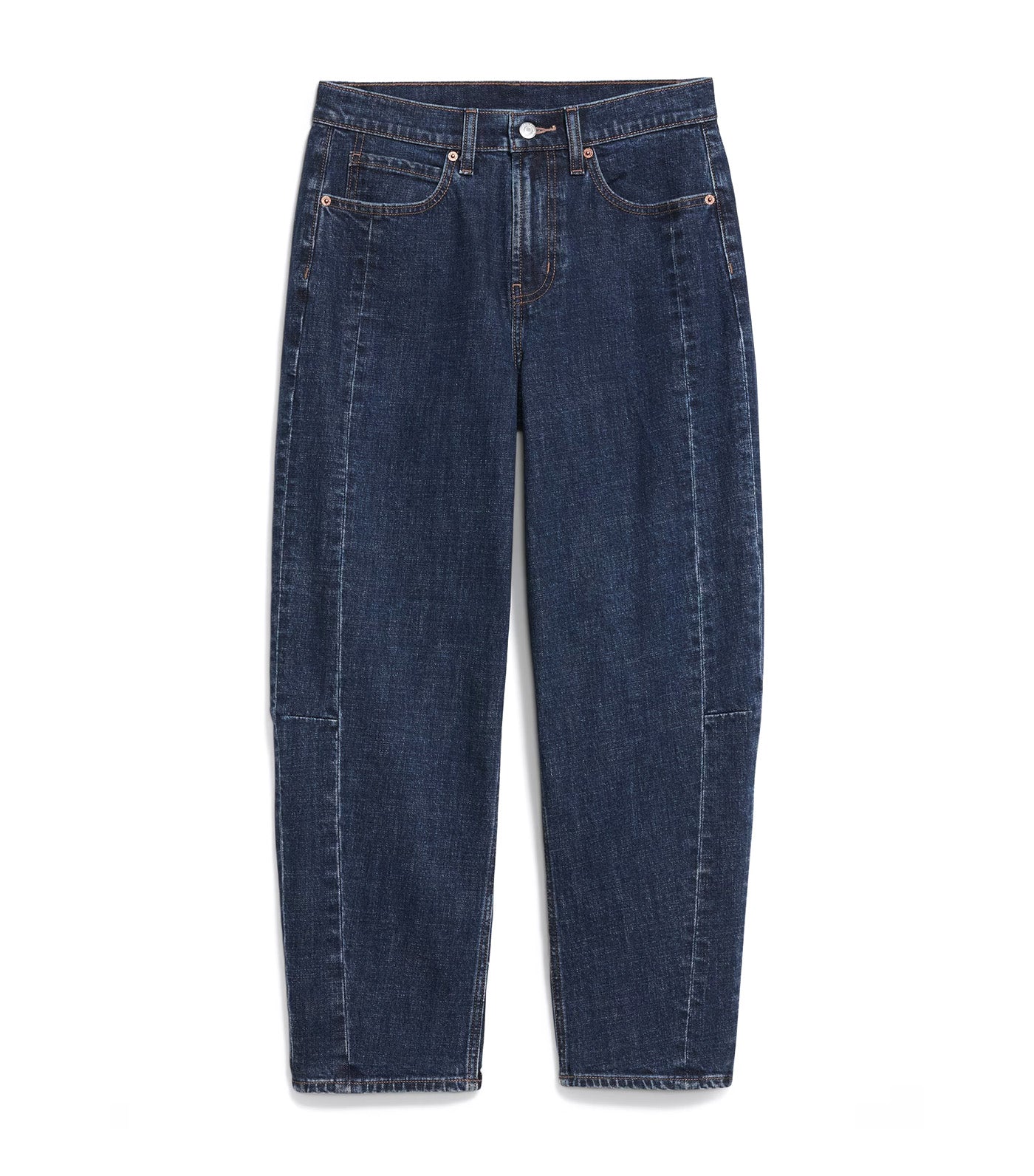 High Waisted Barrel Ankle Jeans Dark Wash