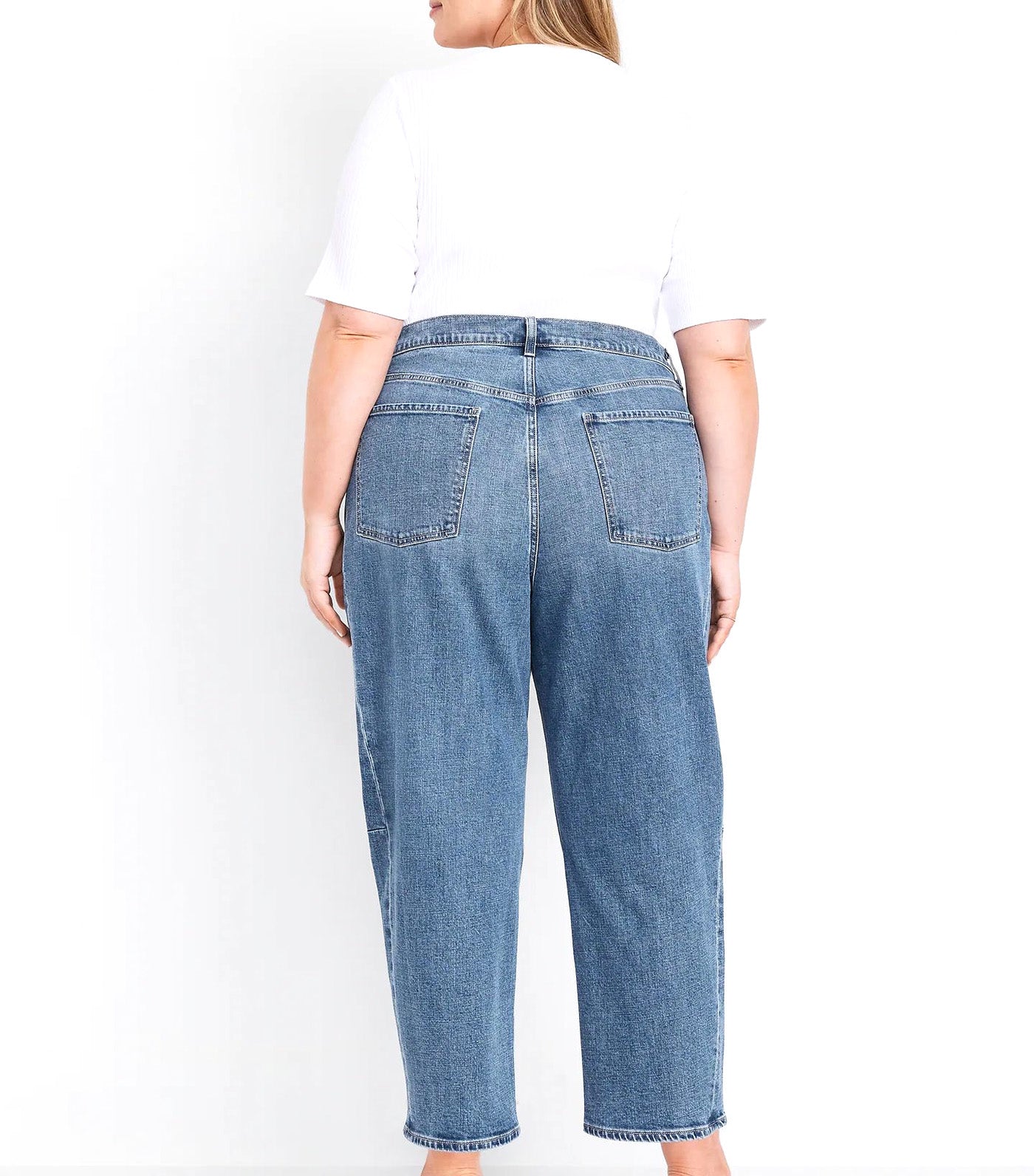 High Waisted Barrel Ankle Jeans Medium Wash