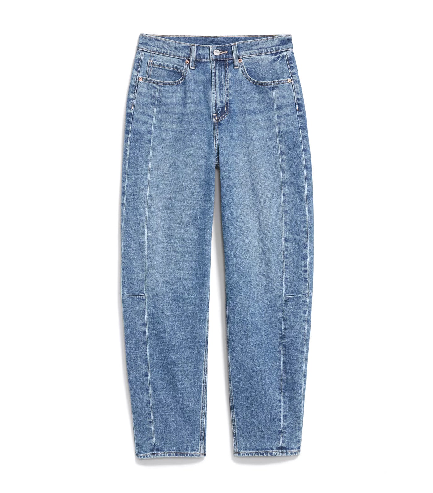 High Waisted Barrel Ankle Jeans Medium Wash