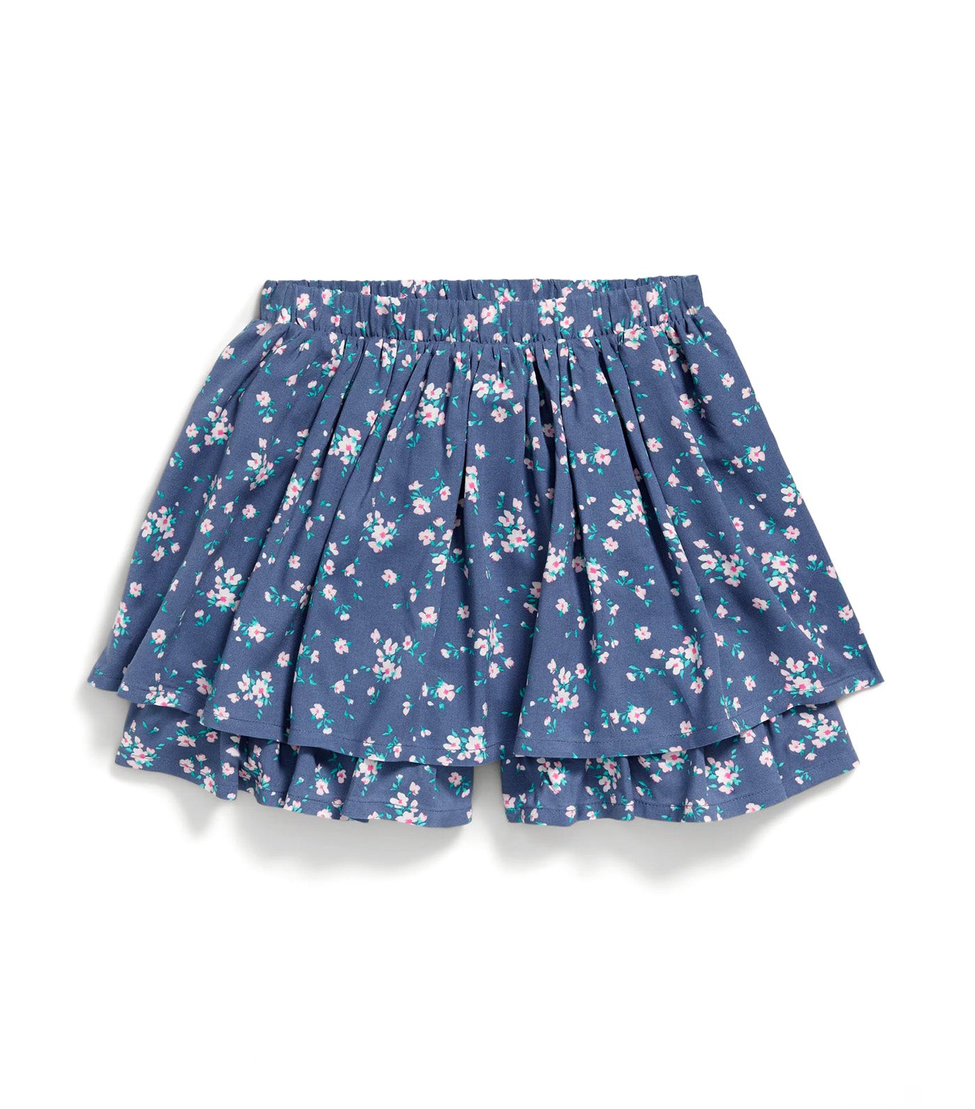 Printed High-Waisted Swing Skort for Girls Navy Floral