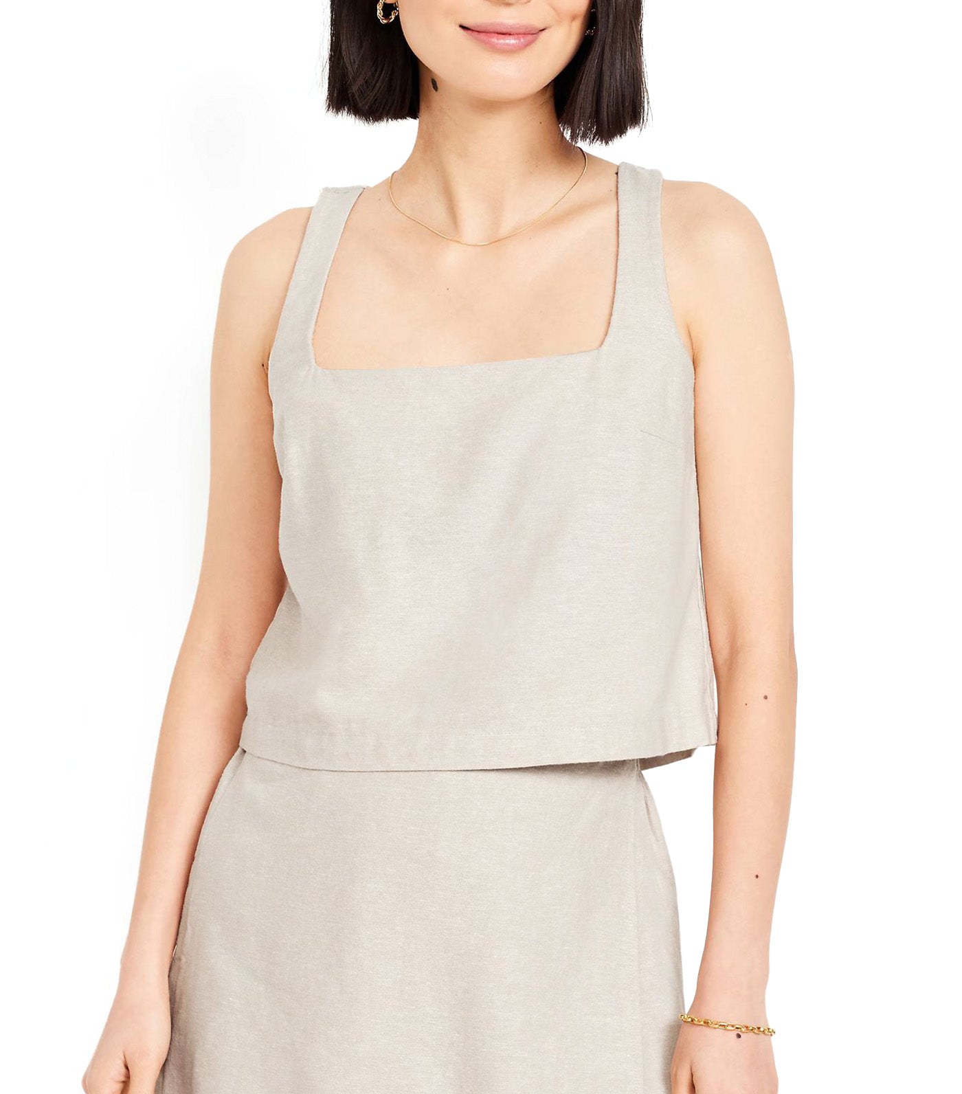 Linen-Blend Crop Top for Women Natural Linen