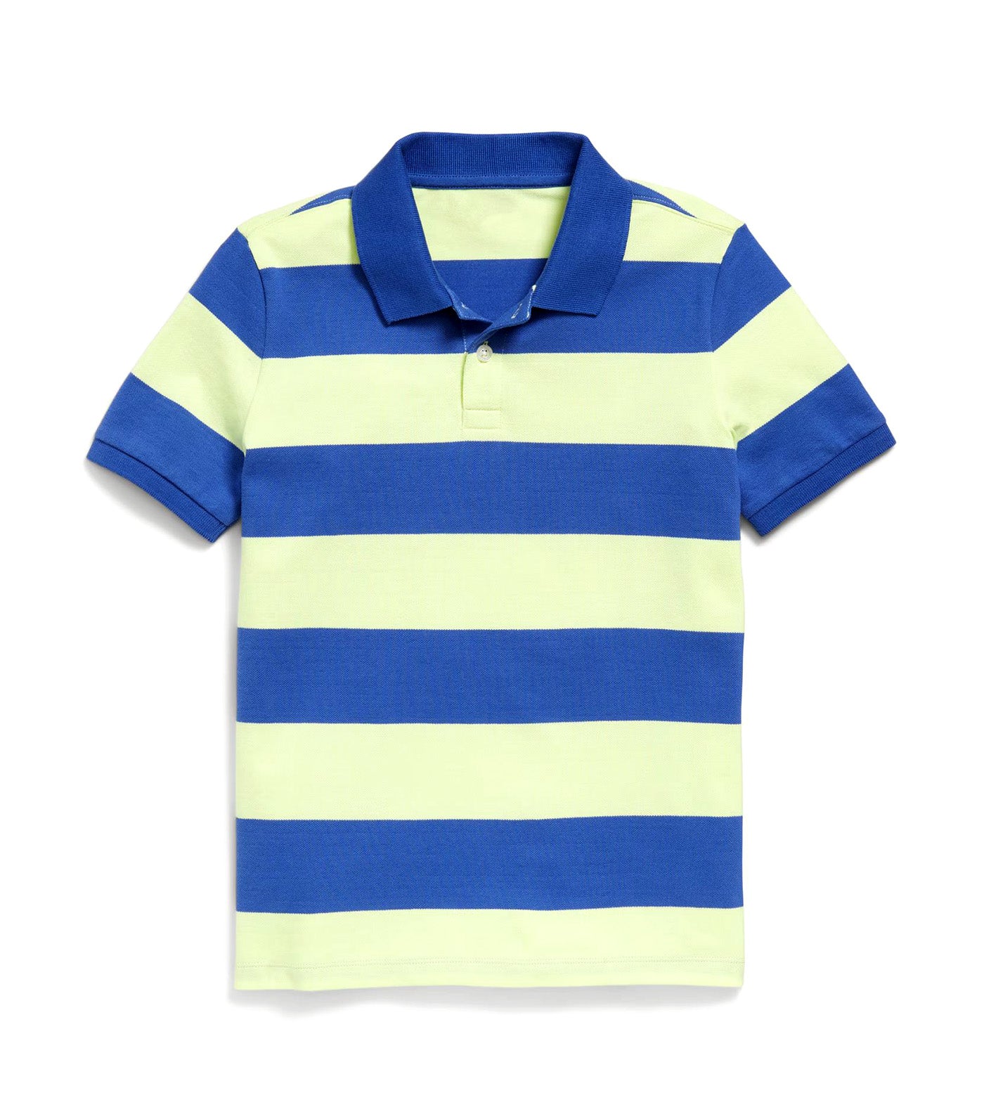 Printed Pique Polo Shirt for Boys Green Blue Stripe