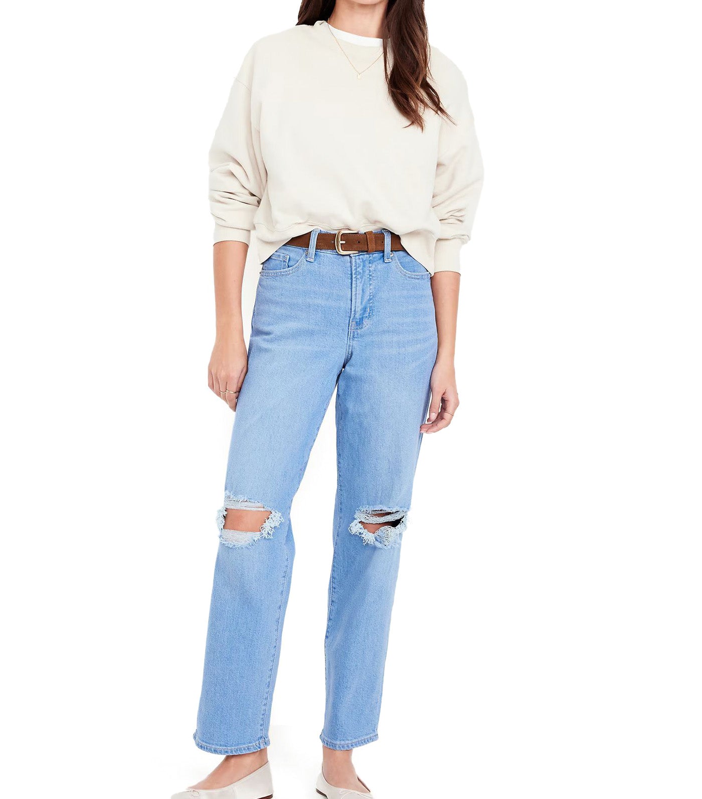 Women's High-Waisted OG Loose Ripped Jeans Zoe Lemon