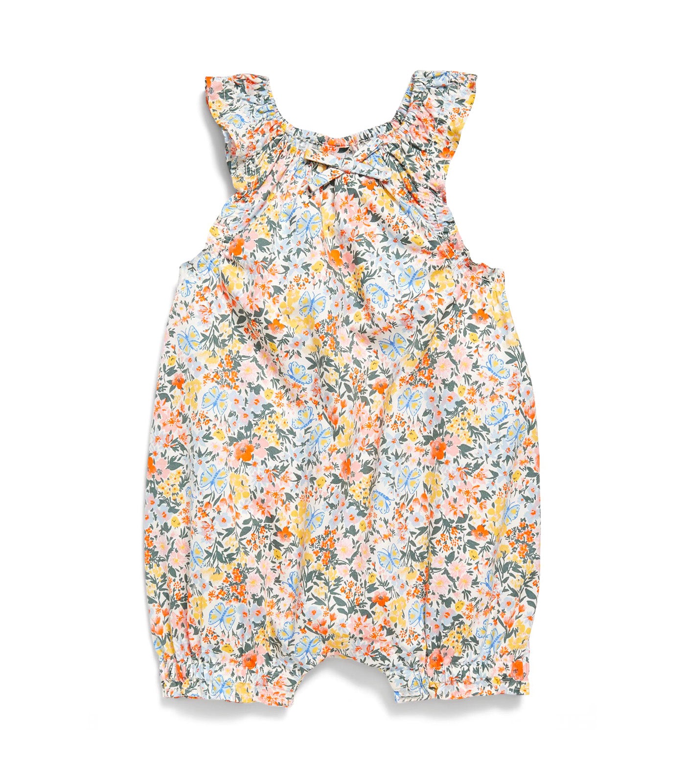 Printed Sleeveless One-Piece Romper for Baby White Floral