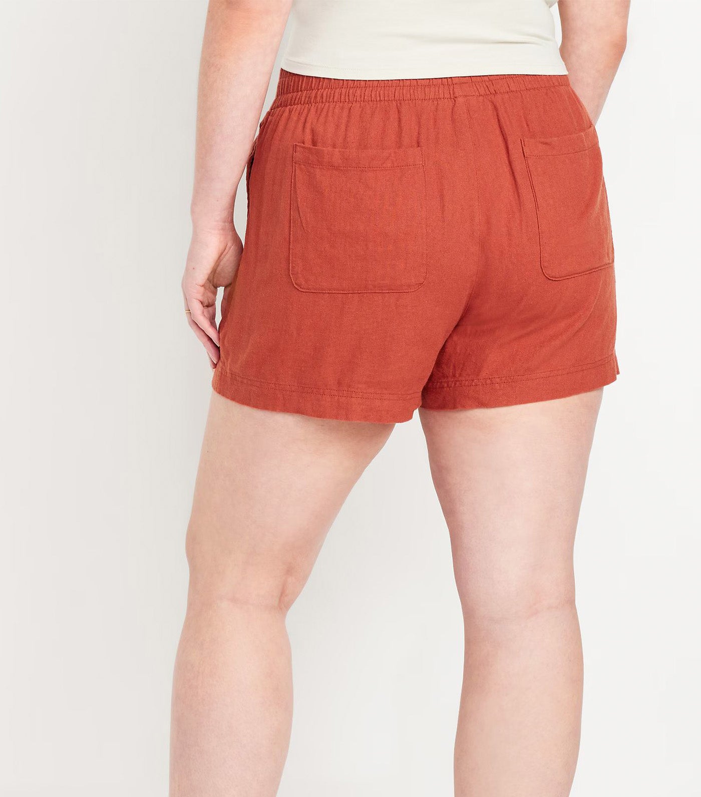 Women's High-Waisted Linen-Blend Shorts -- 3.5-inch inseam Rusty Torch