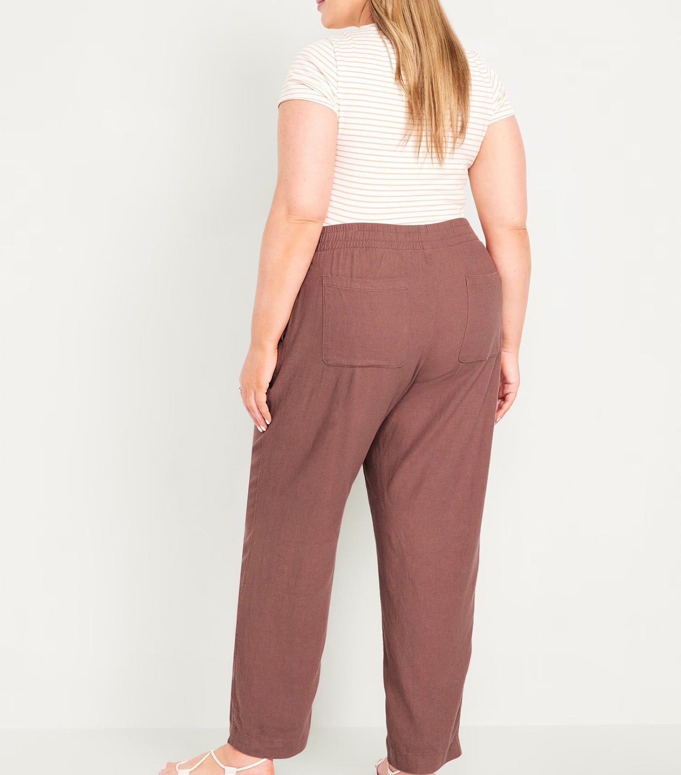 Women's Linen-Blend Straight Ankle Pants Warm Taupe