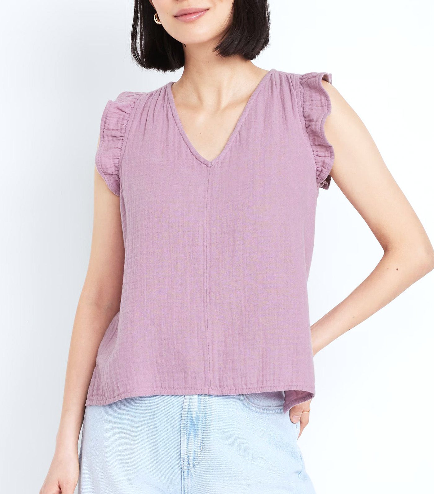 Sleeveless Crinkle Gauze Top for Women Rose Dawn