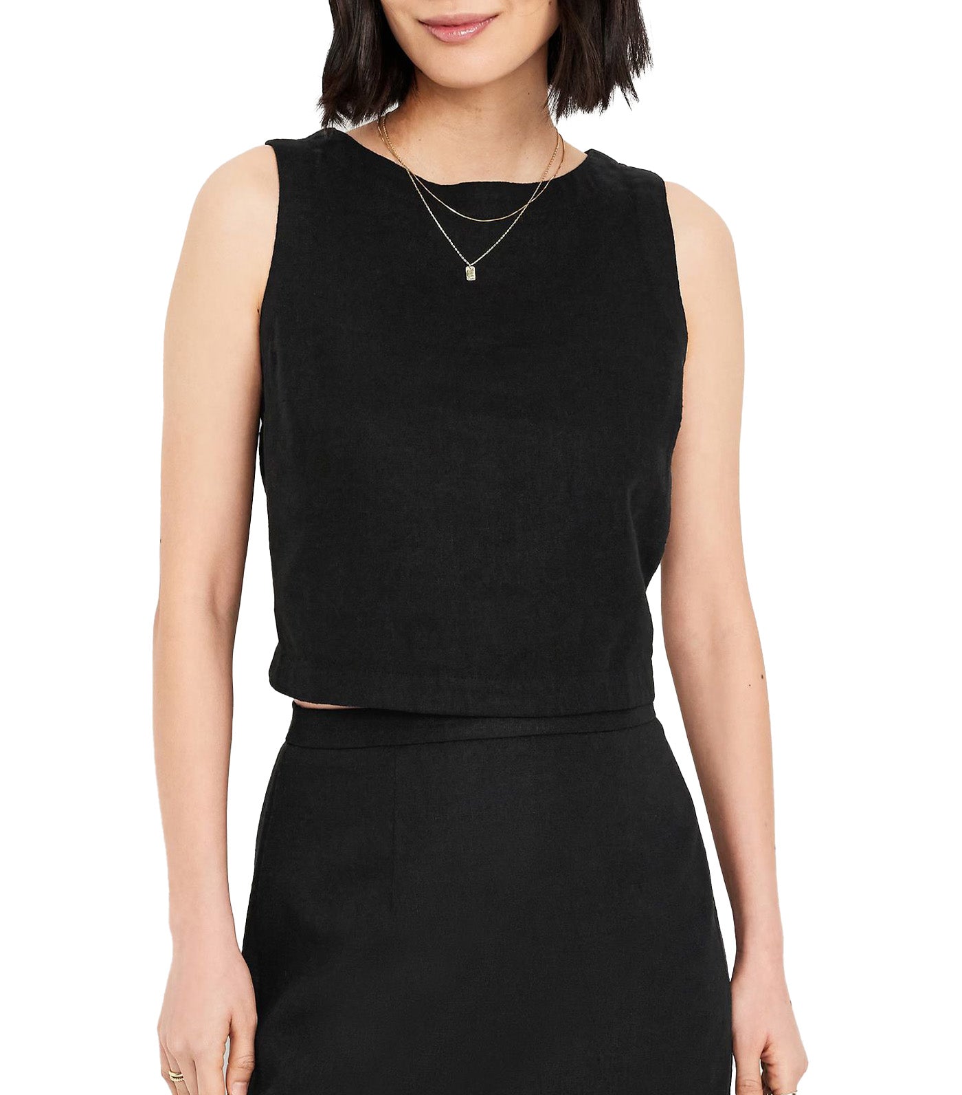 High-Neck Button-Back Top for Women Black Jack