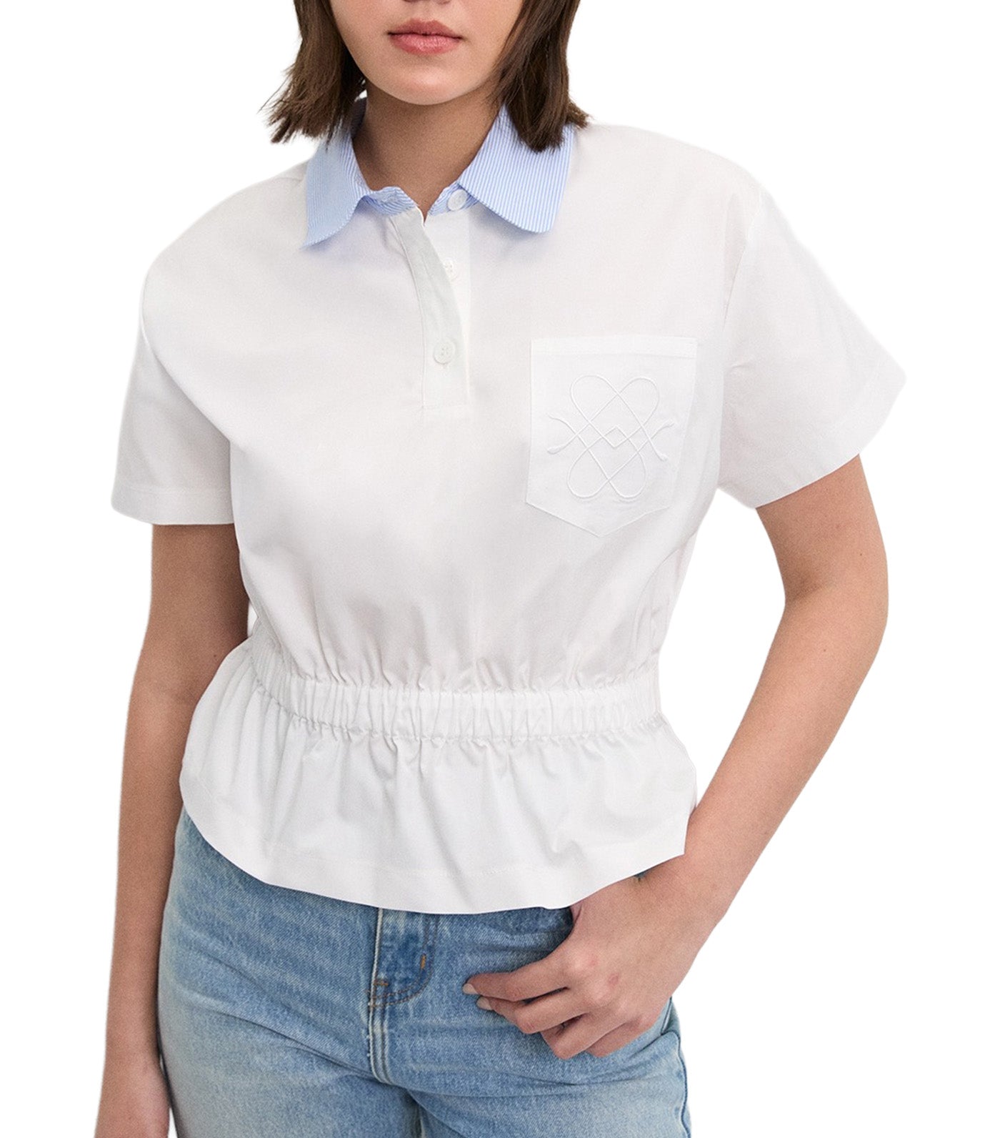 Elastic Waist Blouse White