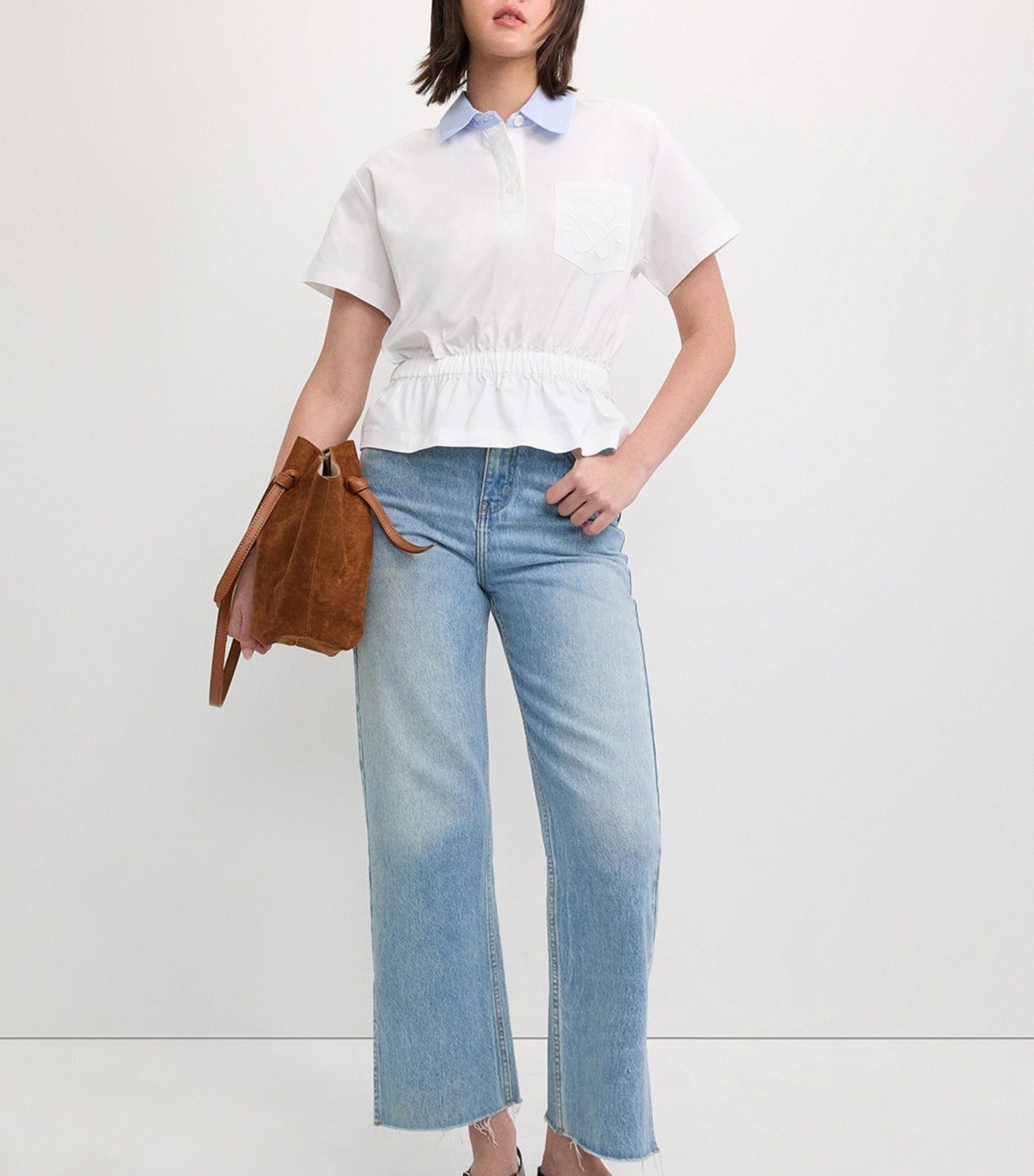 Elastic Waist Blouse White