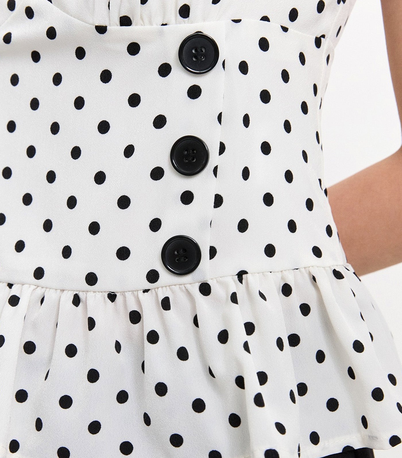Polka Dot Peplum Top White