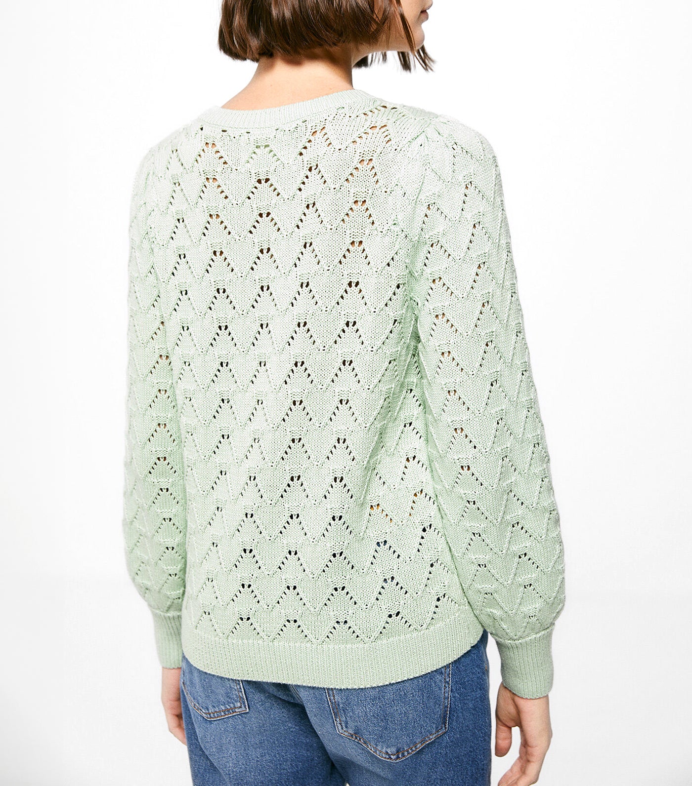 Openwork Sweater With Little Flowers Green