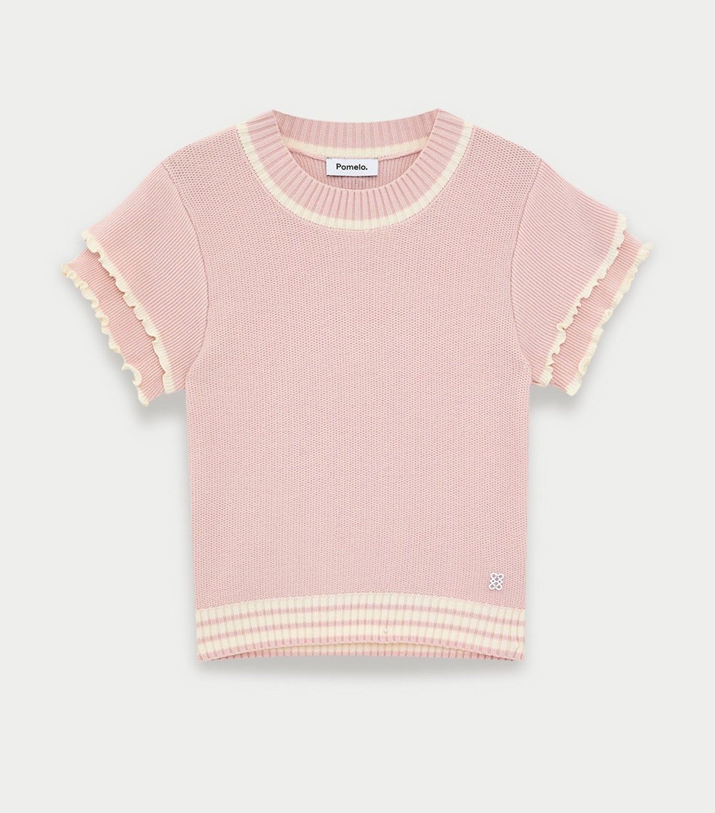Ruffle Hem Knit Top Light Pink