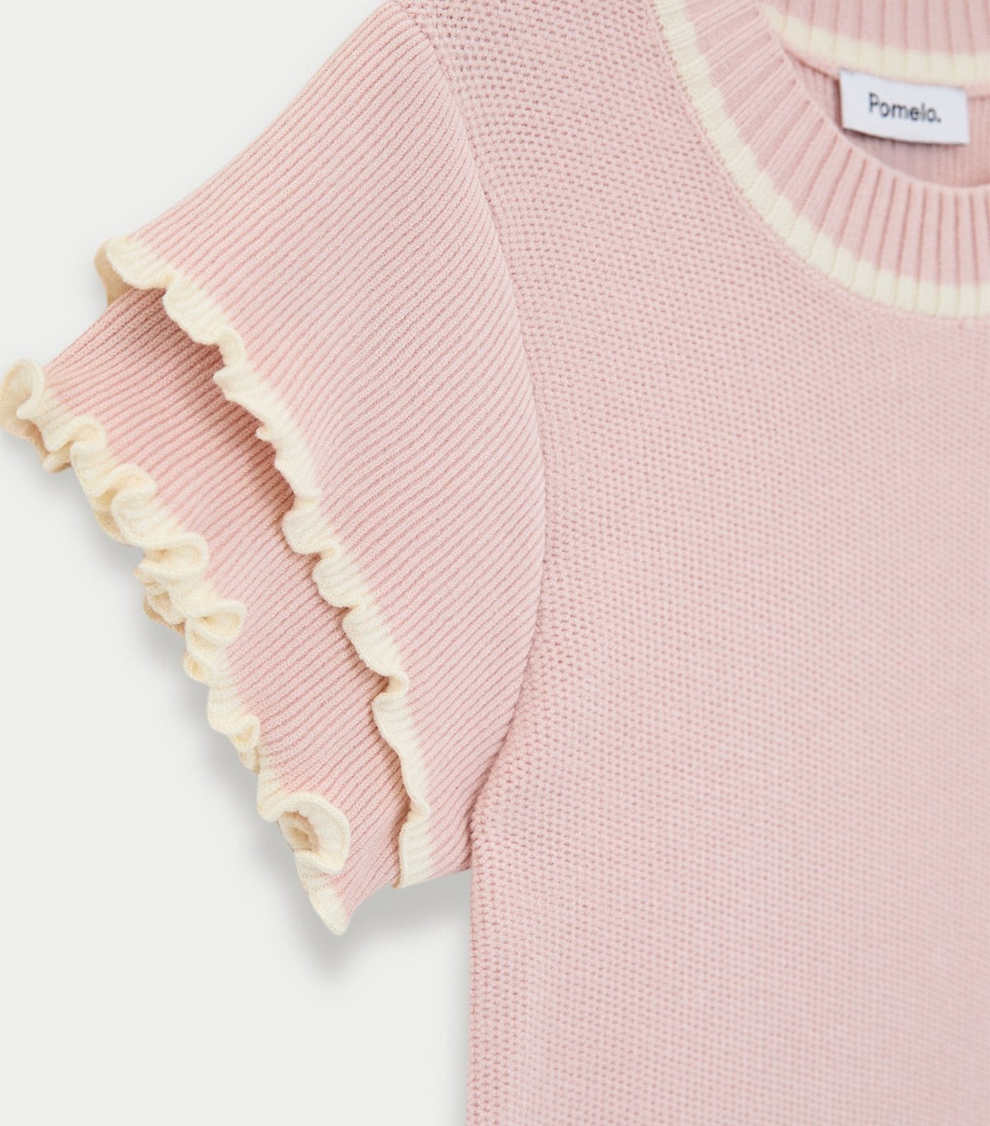 Ruffle Hem Knit Top Light Pink
