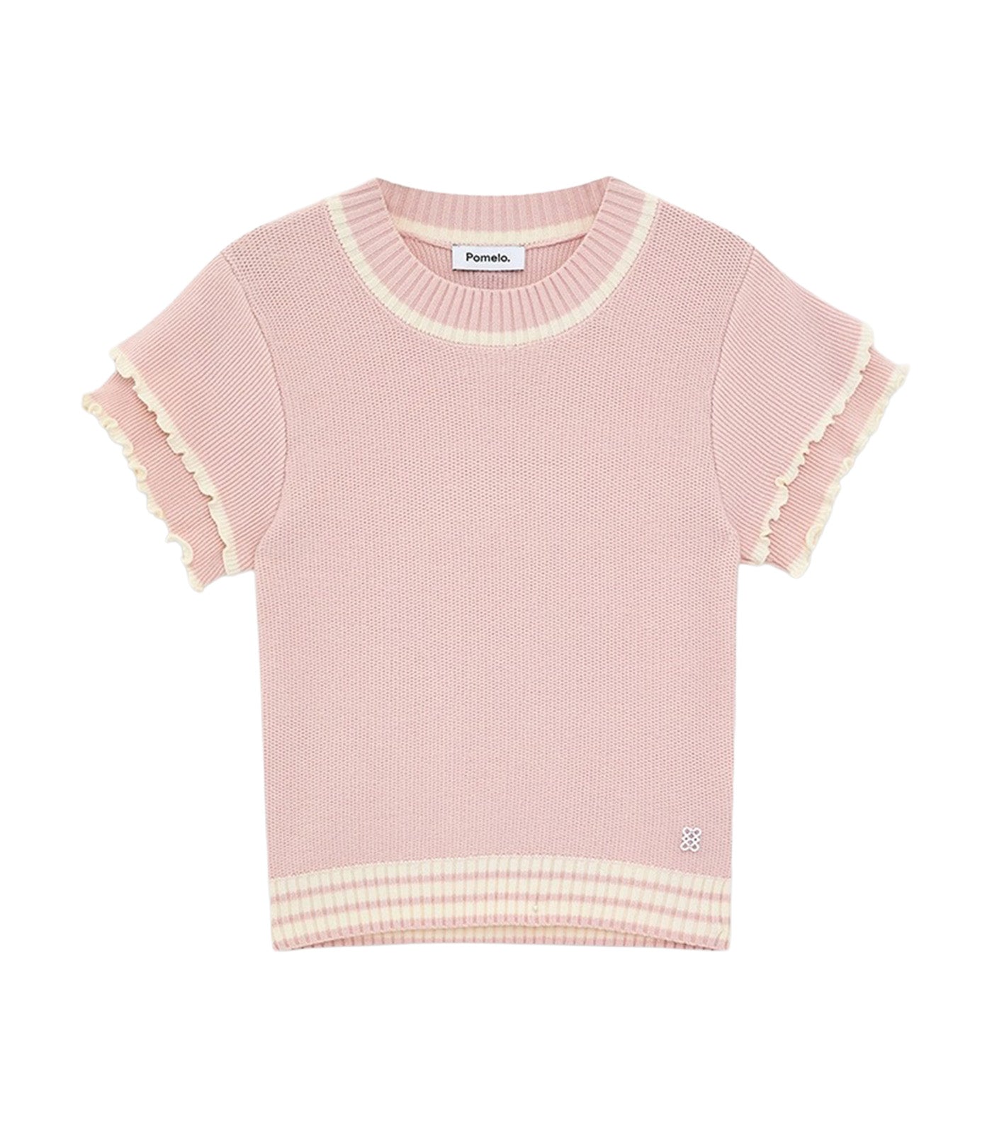 Ruffle Hem Knit Top Light Pink