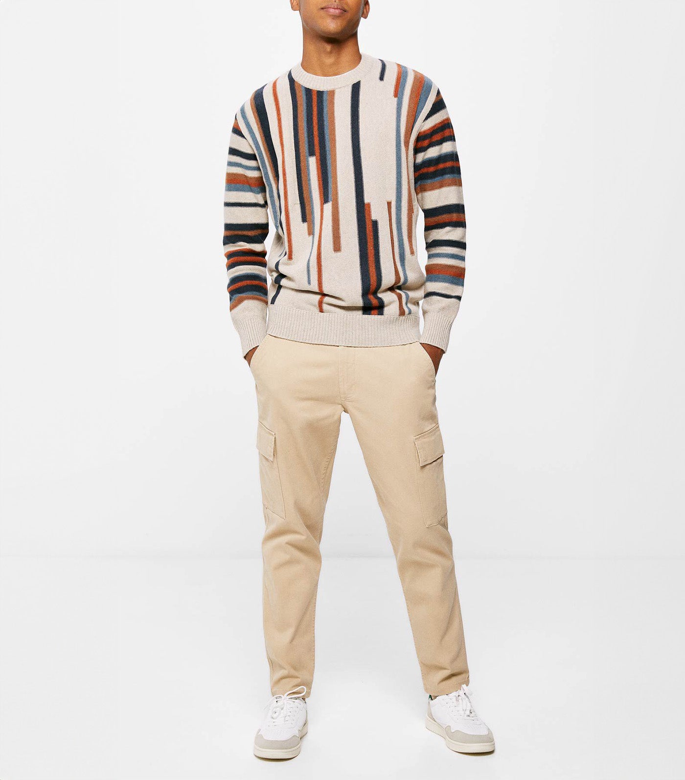 Vertical Striped Sweater Beige