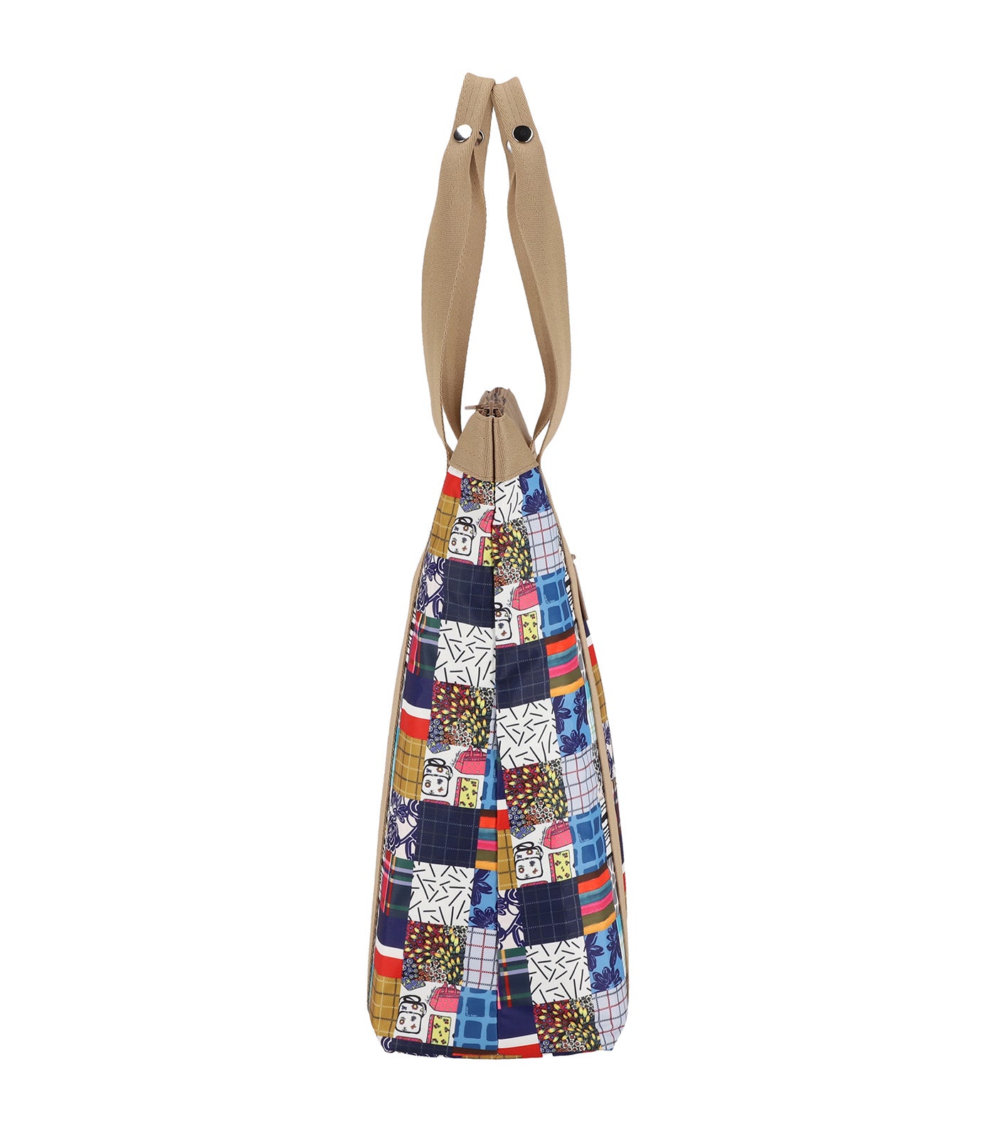 North/South Zip Tote Bag 50th Grid Patchwork