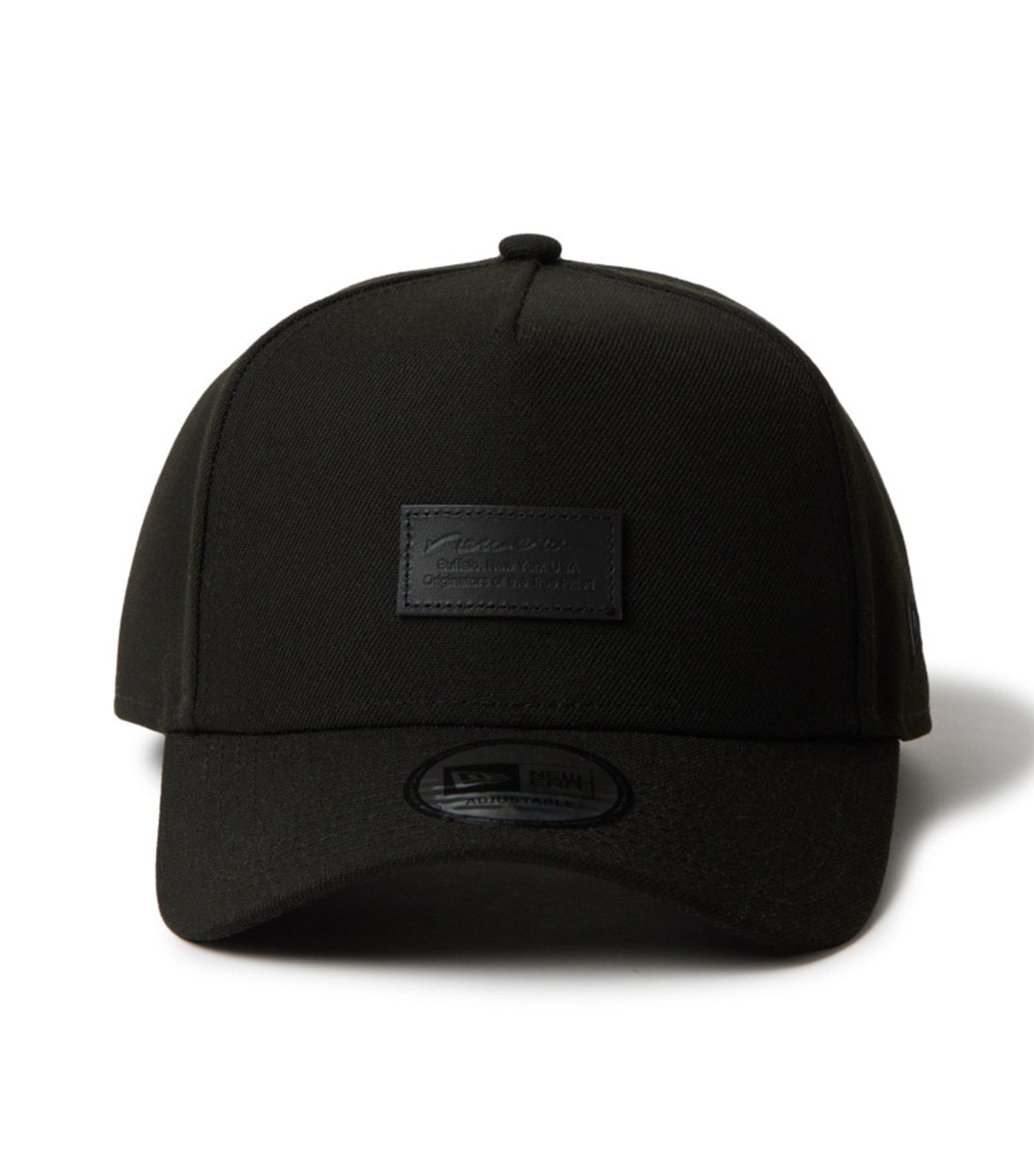 New Era Leather Patch 9FORTY A-Frame Adjustable Cap Black