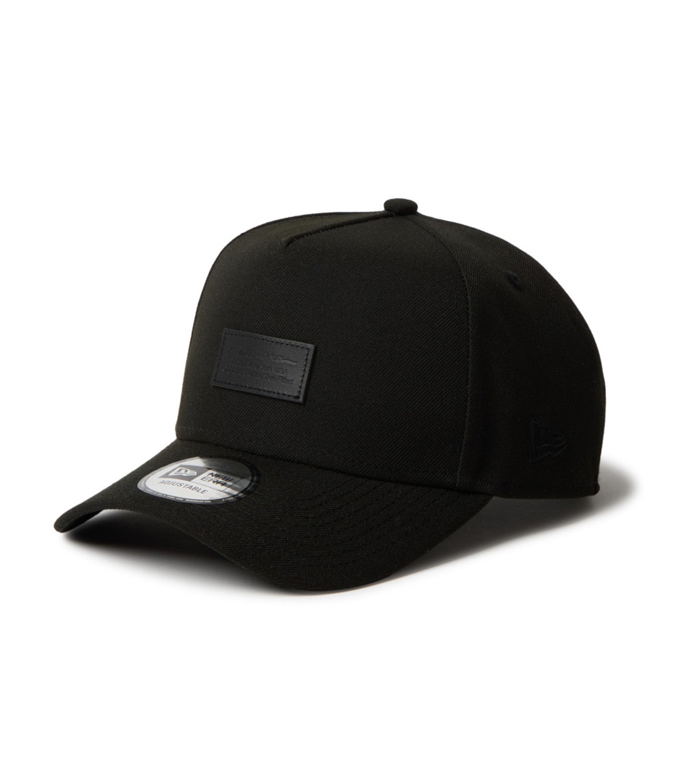 New Era Leather Patch 9FORTY A-Frame Adjustable Cap Black