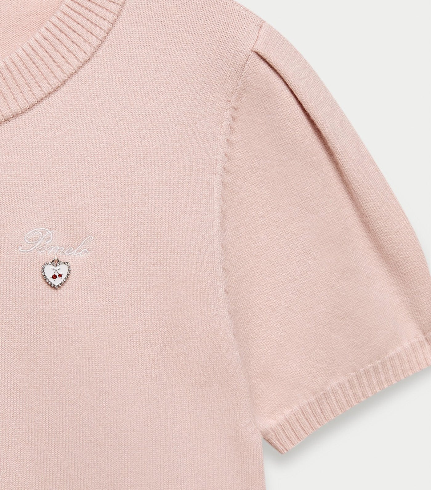 Knitted Puff Sleeve Top Pink