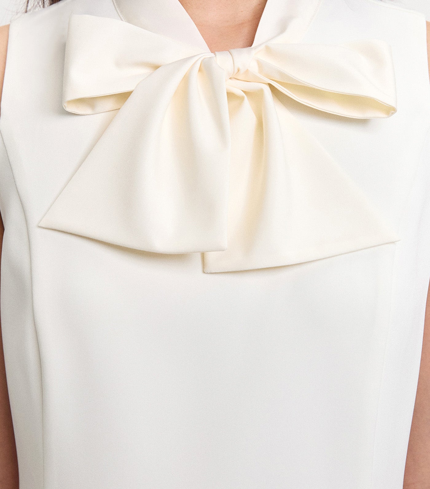 Pleated Bow Tie Dress Ivory