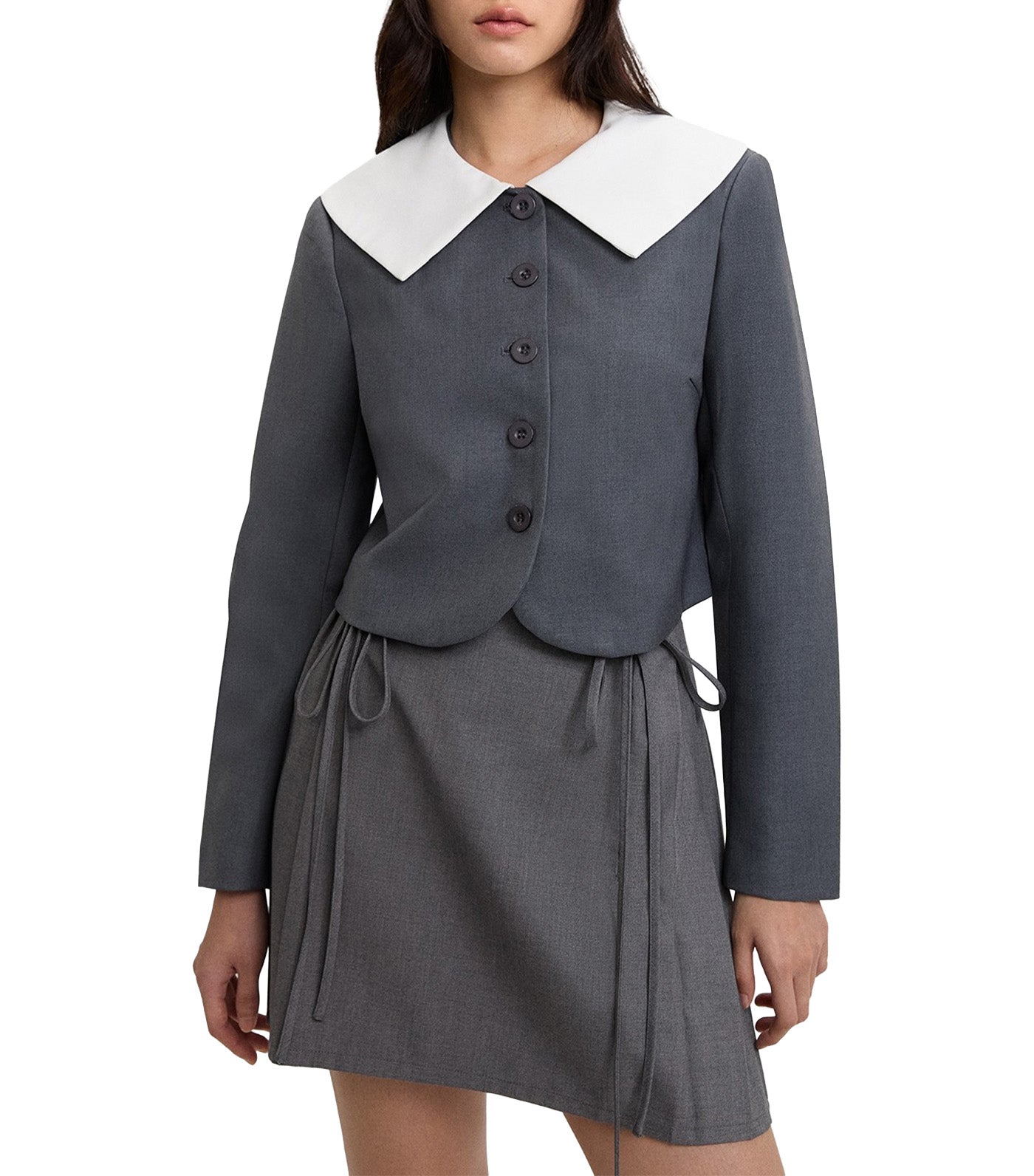 Contrast Collar Jacket Mid Gray