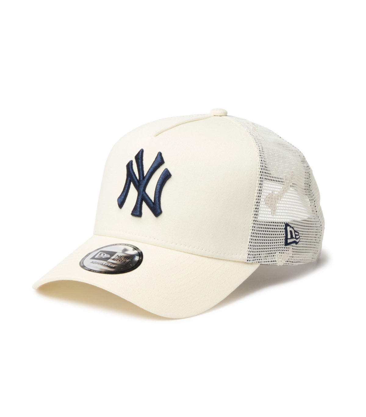 New York Yankees Embroidered 9FORTY A-Frame Trucker Snapback Cap Cream