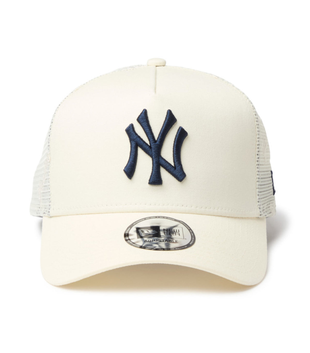 New York Yankees Embroidered 9FORTY A-Frame Trucker Snapback Cap Cream