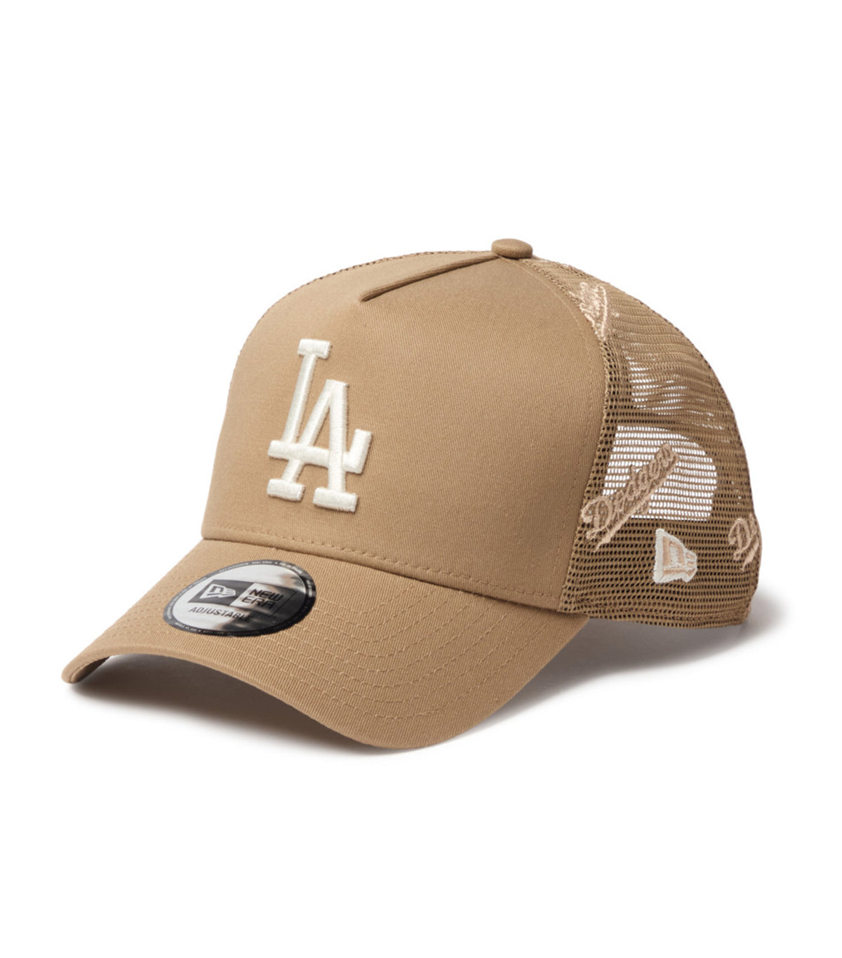 Los Angeles Dodgers Embroidered 9FORTY A-Frame Trucker Snapback Cap Khaki