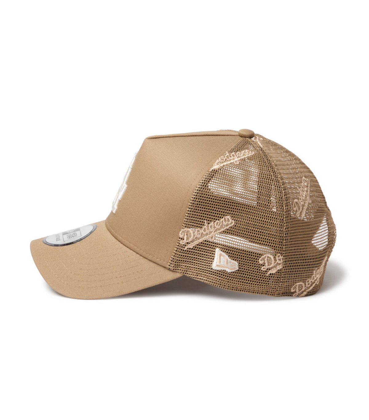 Los Angeles Dodgers Embroidered 9FORTY A-Frame Trucker Snapback Cap Khaki