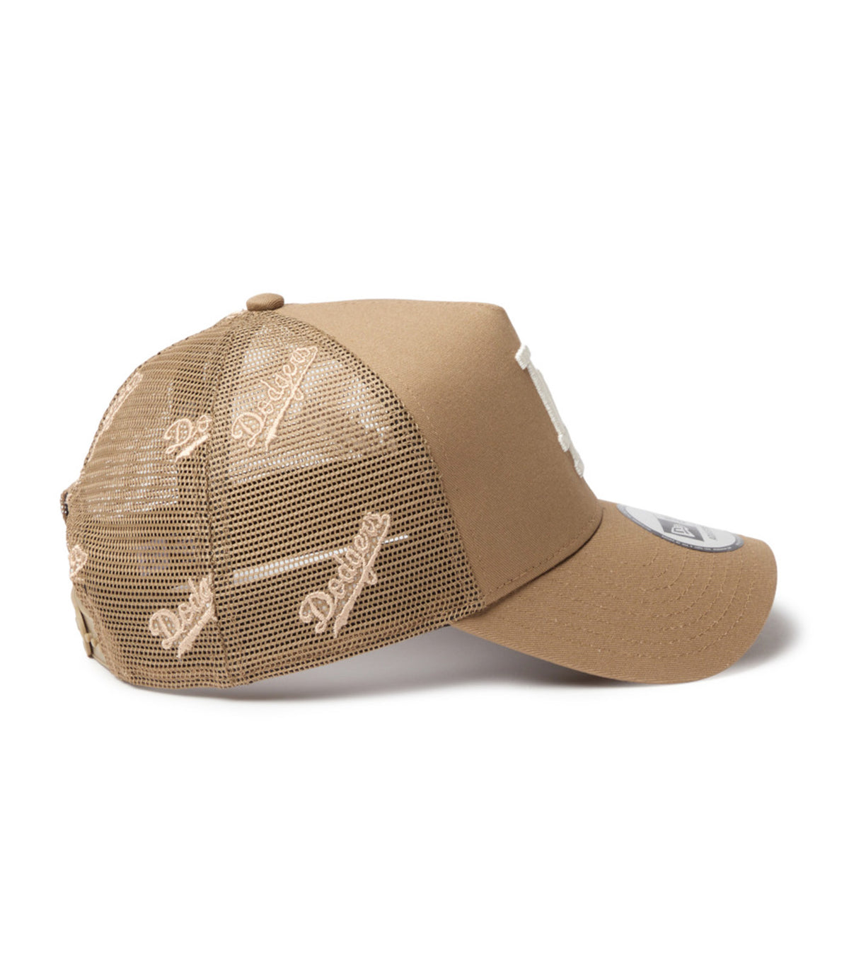 Los Angeles Dodgers Embroidered 9FORTY A-Frame Trucker Snapback Cap Khaki