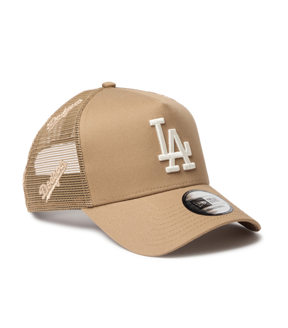 Los Angeles Dodgers Embroidered 9FORTY A-Frame Trucker Snapback Cap Khaki