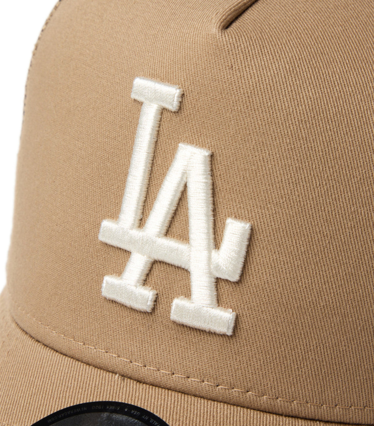 Los Angeles Dodgers Embroidered 9FORTY A-Frame Trucker Snapback Cap Khaki