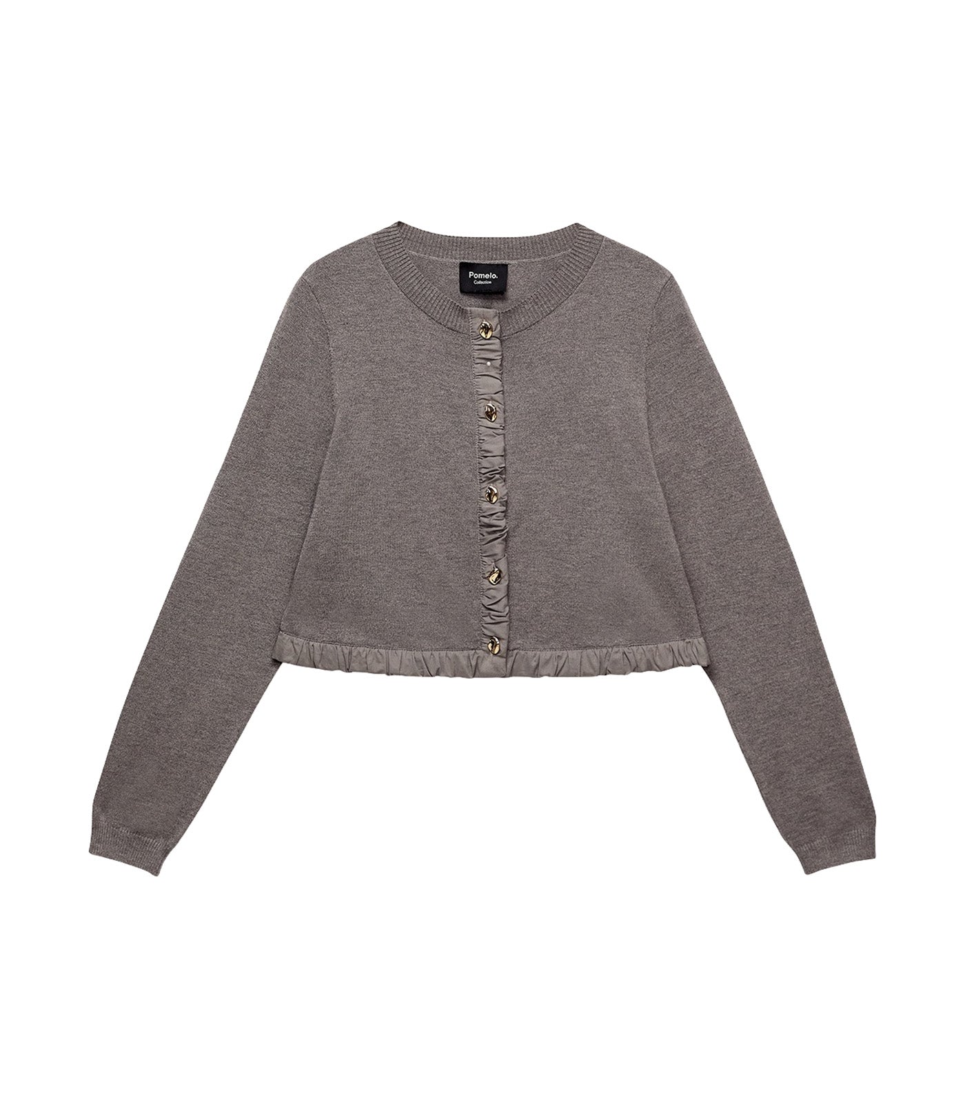 Pomelo Ruched Trim Cardigan Mid Gray