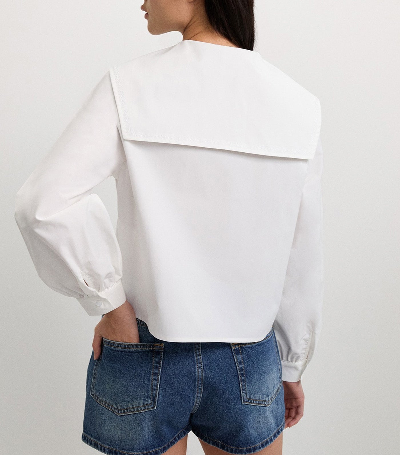 Wide Collar Blouse White