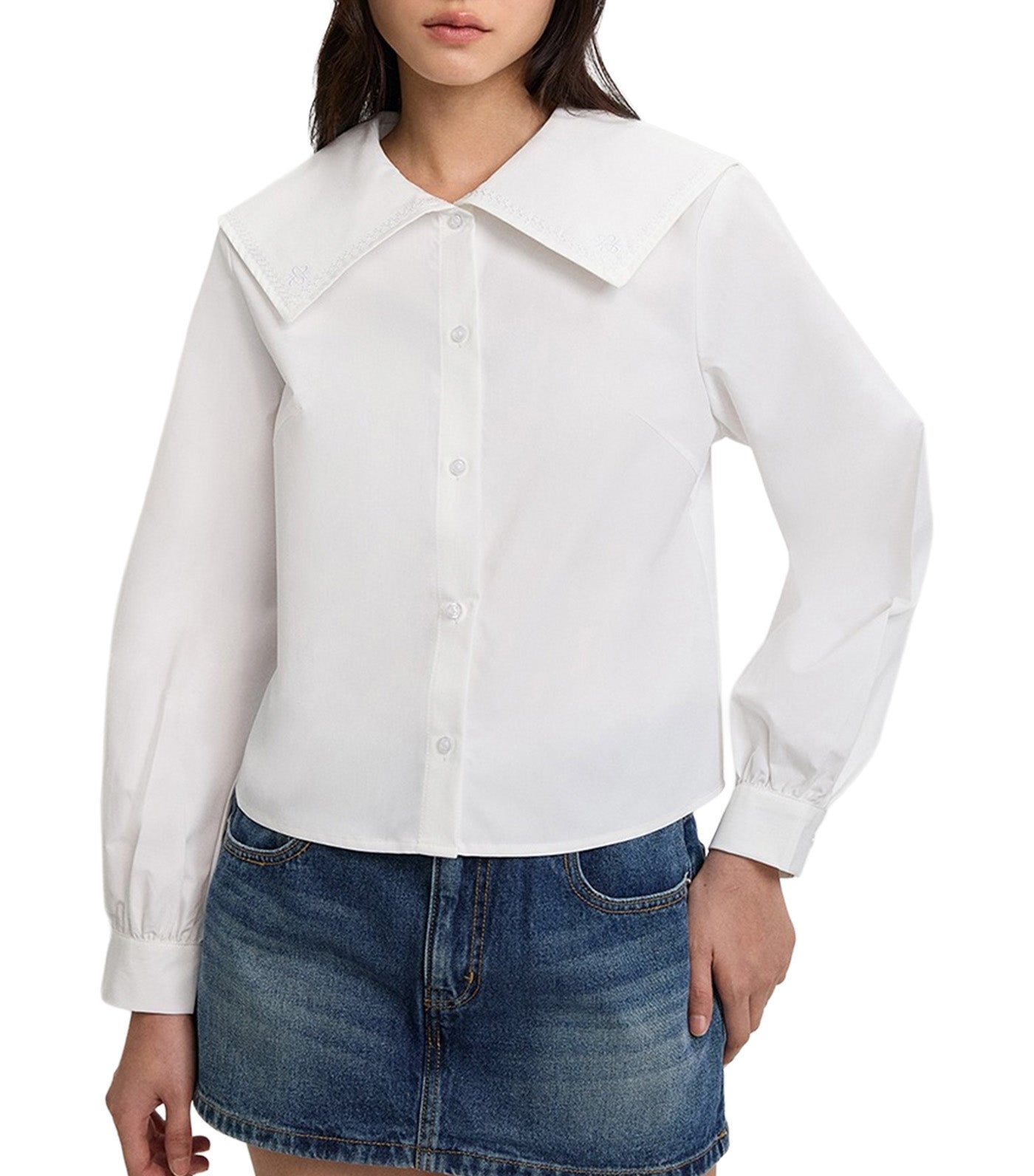 Wide Collar Blouse White