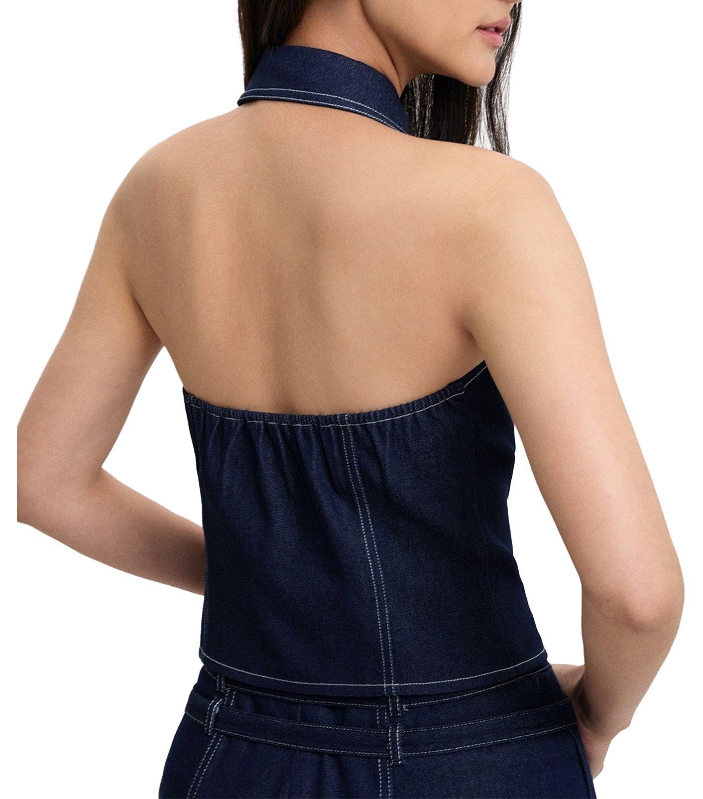 Denim Halter Top Dark Blue